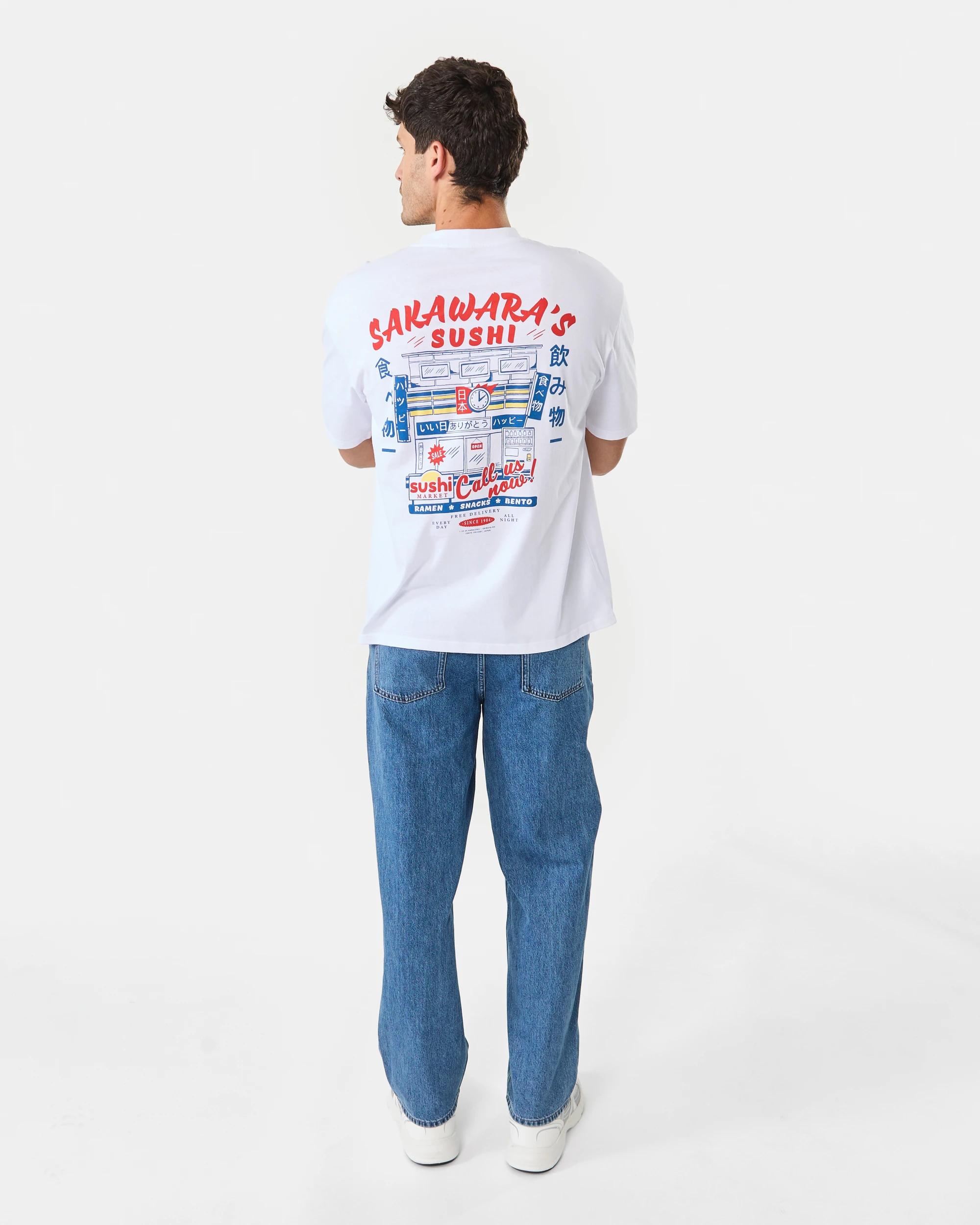 4 Oversized Print T-shirt Wht Sushi, 4 of 9