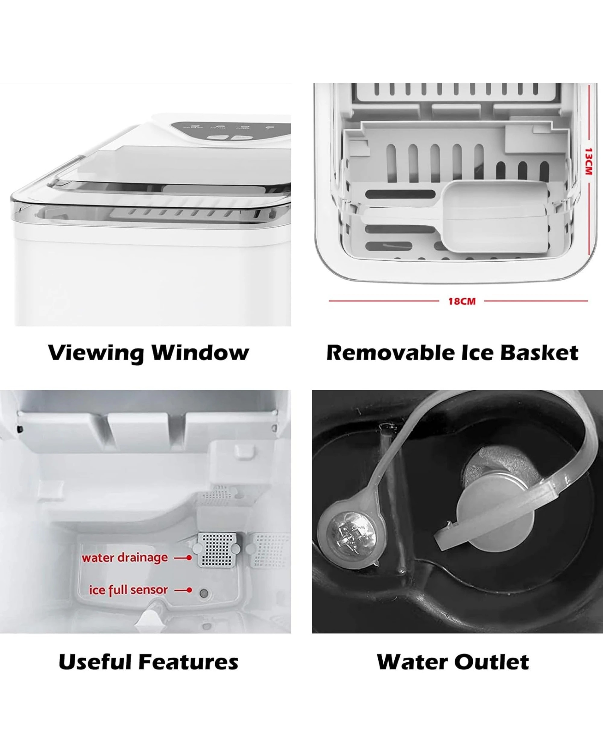 6 Advwin 12kg Ice Maker Self-Cleaning Ice Machine White, 6 of 8