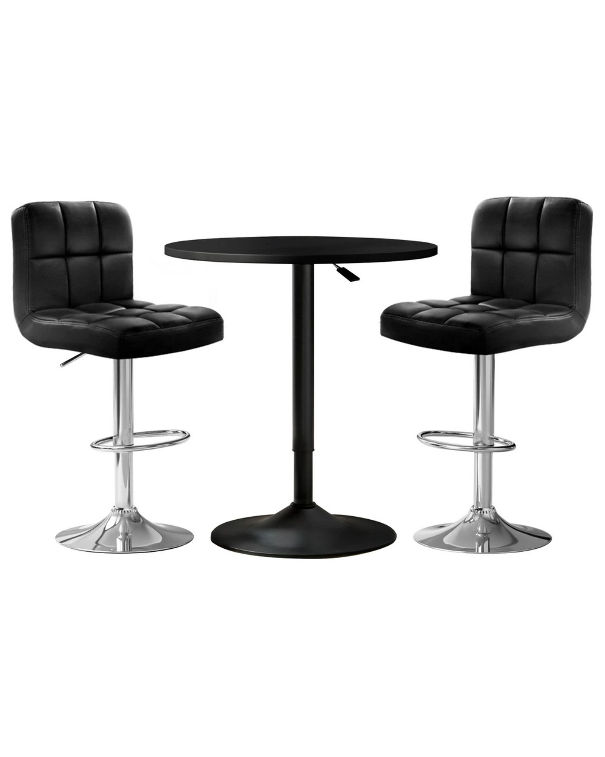 1 Artiss Bar Table and Stools Set Dining Desk Kitchen Chairs Cafe Pub - Black, 1 of 7