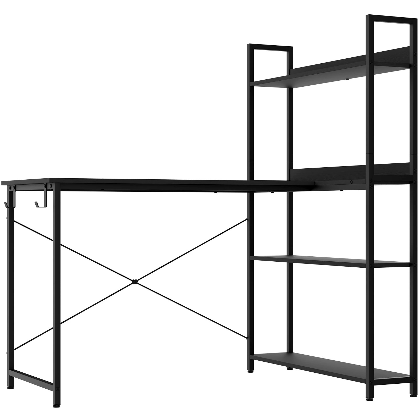 5 Advwin 110cm L Shaped Computer Desk With Reversible Storage Bookshelf Corner Desk Black, 5 of 8
