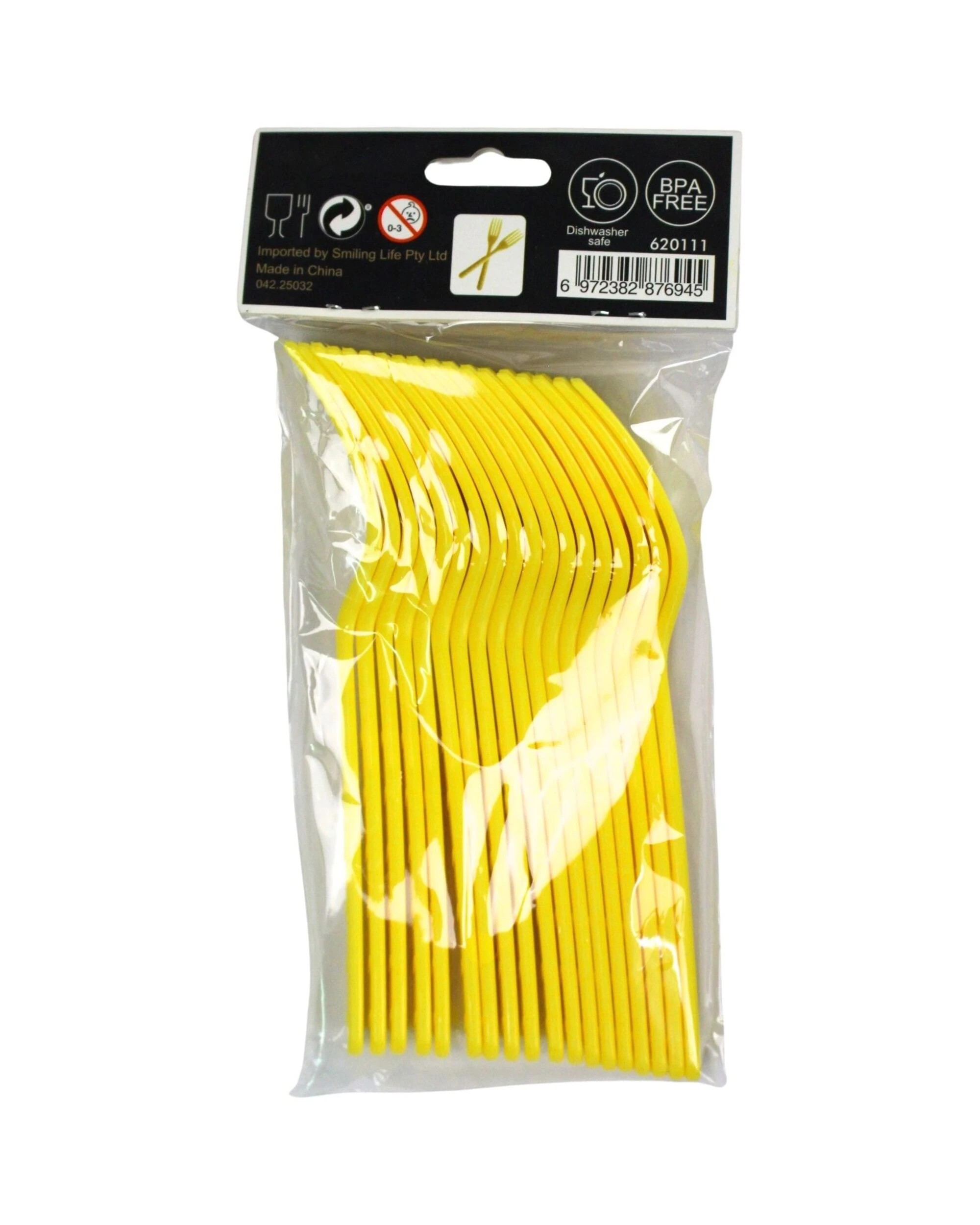 4 Party Maker Reusable Plastic Forks Pack of 18 - Yellow, 4 of 4