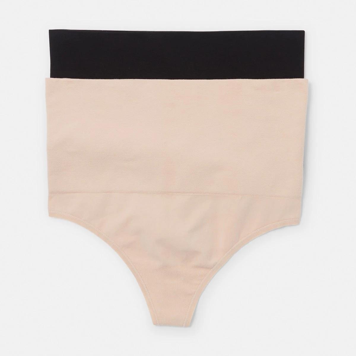 1 2 Pack Cotton Blend Seamfree Shaping G-String BLACK, BEIGE, 1 of 6