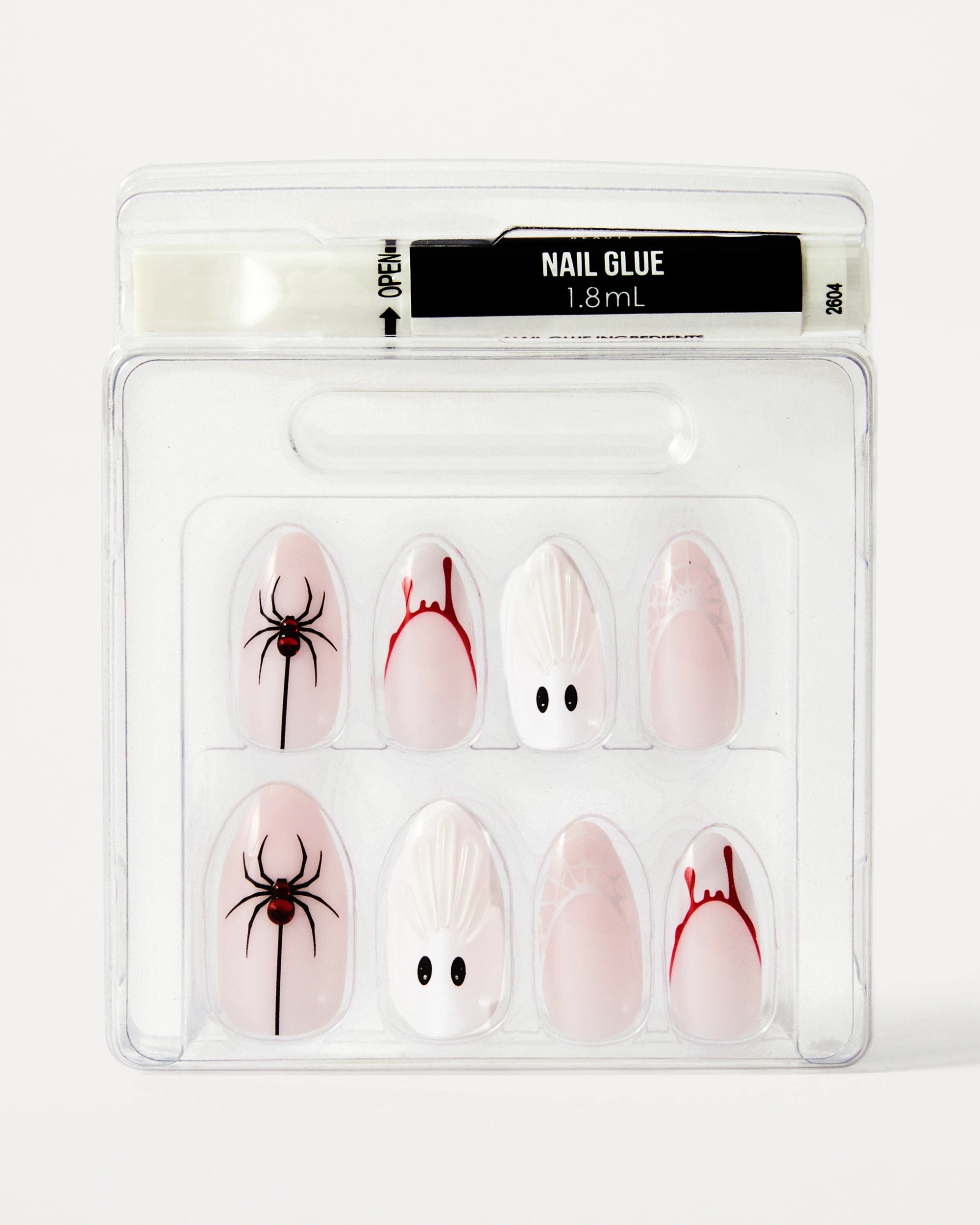 3 OXX Beauty 24 Pack Artificial Nails with Adhesive - Stiletto Shape, Spider Blood, 3 of 4