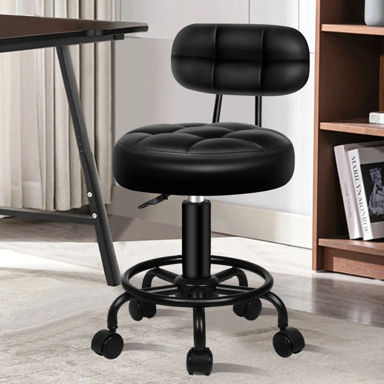 6 Alfordson Salon Stool Backrest Swivel Barber Hair Dress Chair Riley - Black, 6 of 8