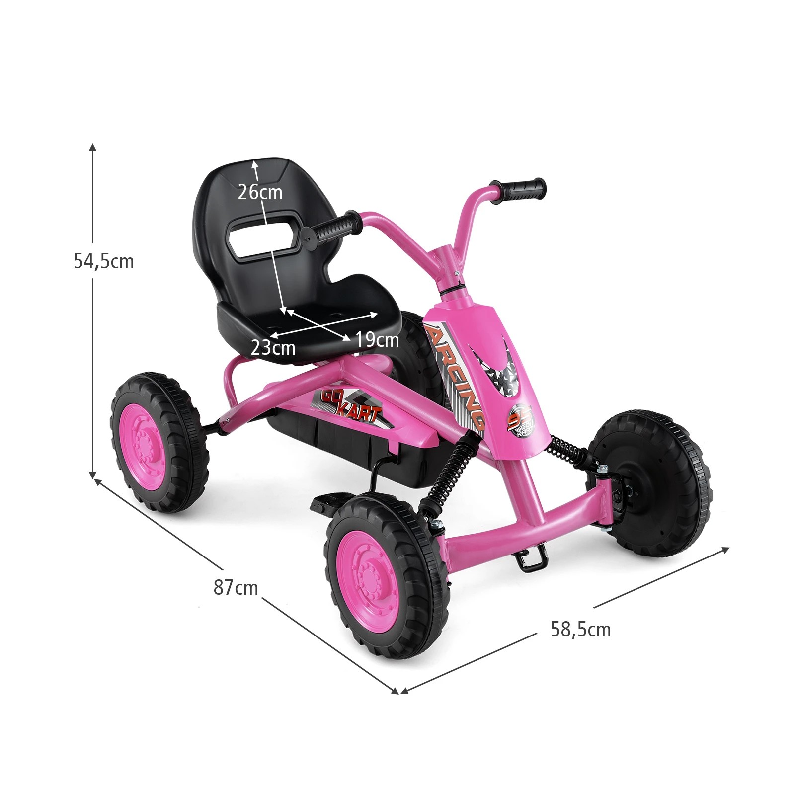 2 Costway Pedal Go Kart 4 Wheel Ride On Car Toys Off-road Racer - Pink, 2 of 4