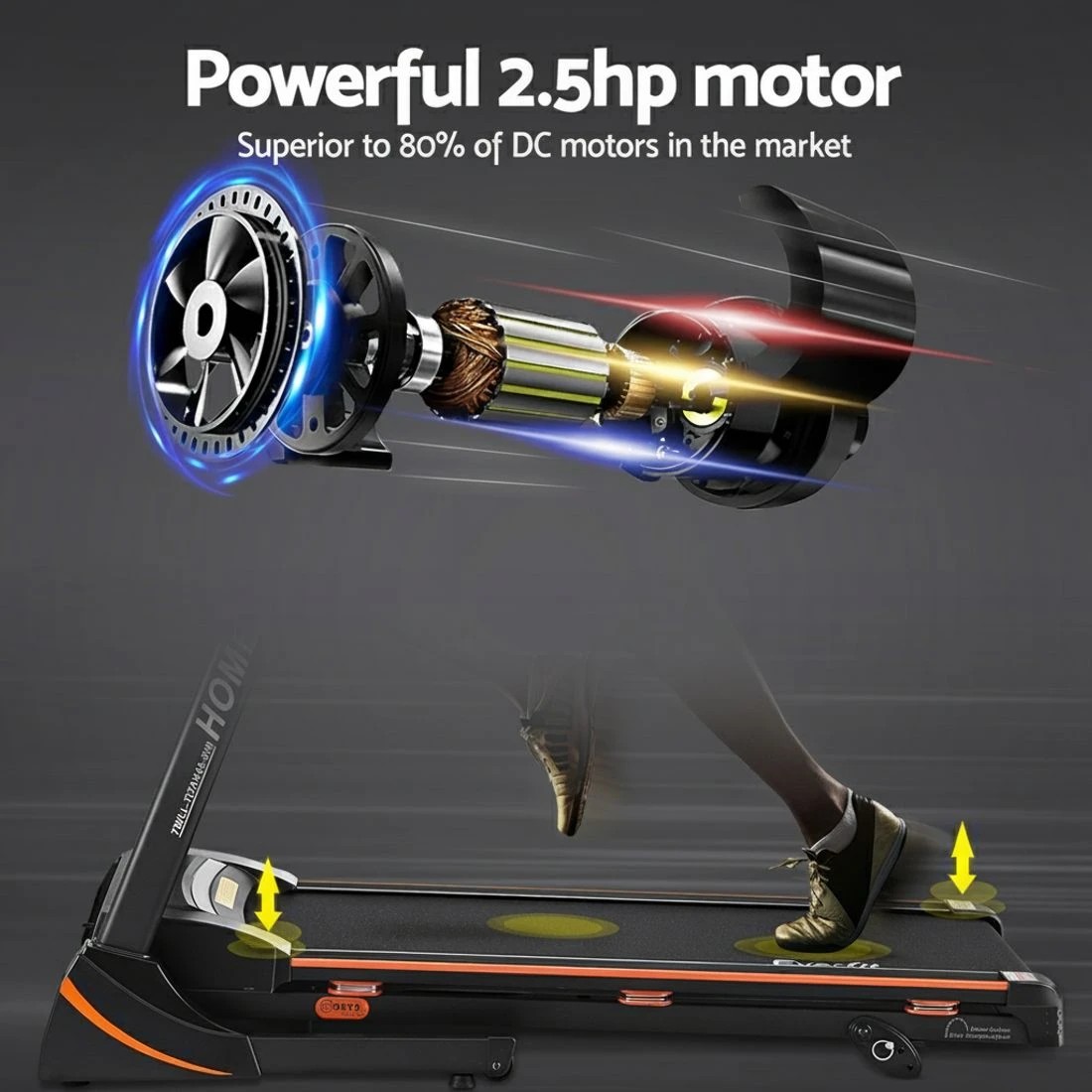 5 Everfit Treadmill Electric Home Gym Fitness Exercise Machine Hydraulic 420mm - Black, 5 of 7