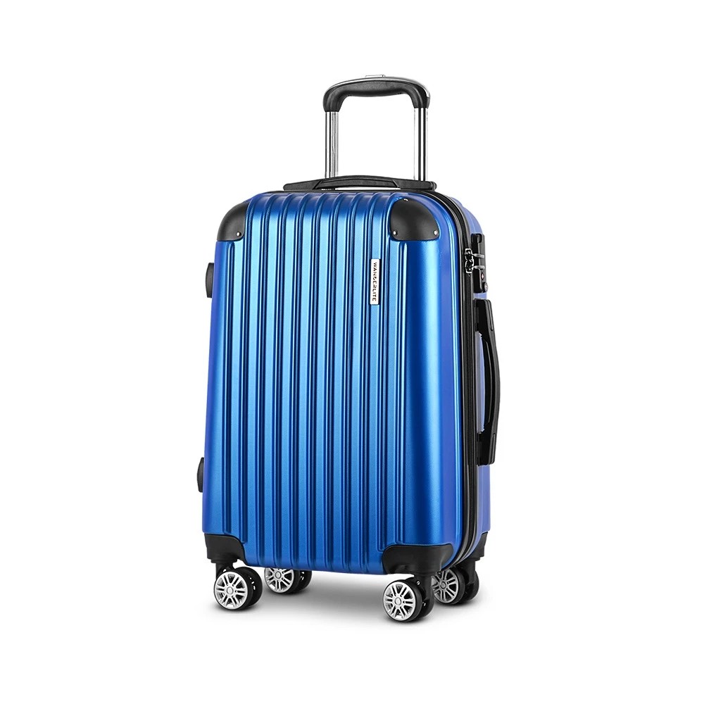 1 Wanderlite 28" 75cm Luggage Trolley Travel Suitcase Set Carry On Hard Case TSA Lock - Blue, 1 of 1
