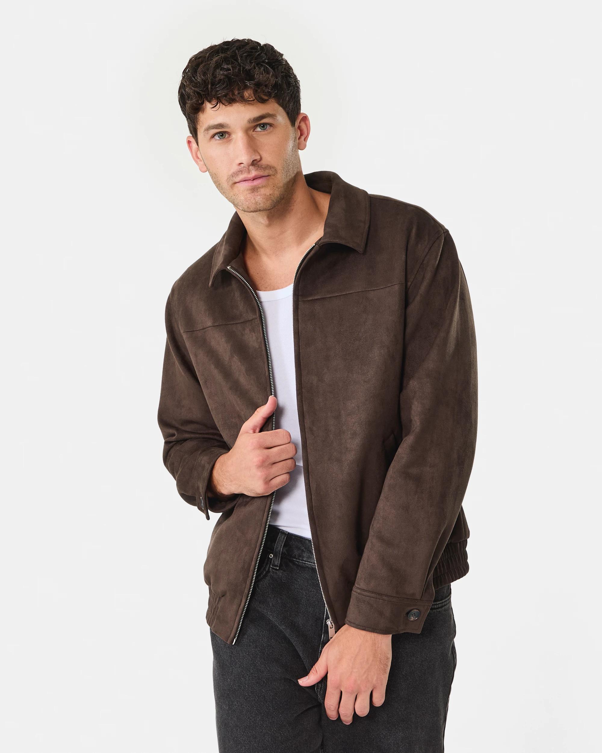 1 Suedette Bomber Jacket Brn Mulch, 1 of 9