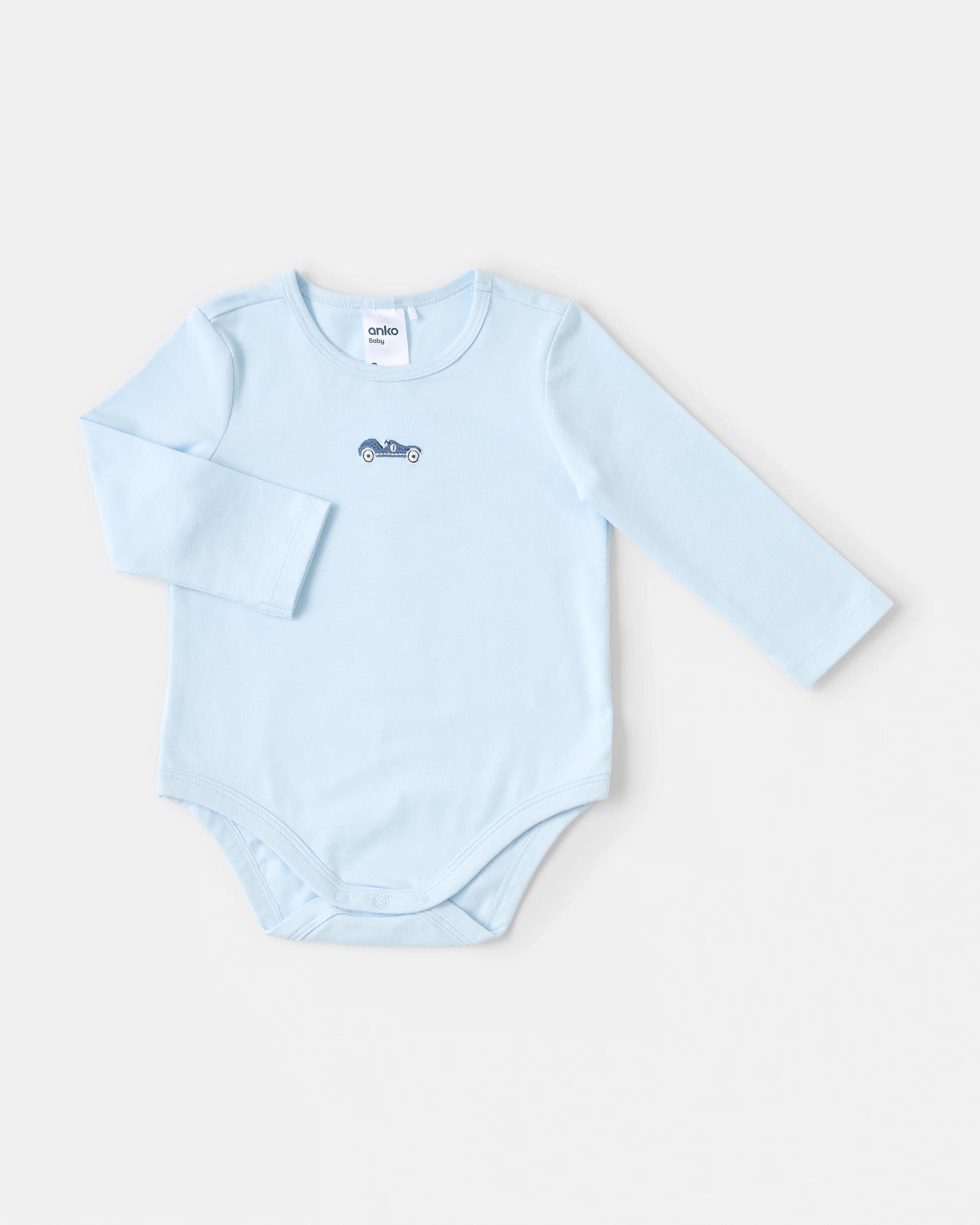 3 3 Pack Cotton Long Sleeve Bodysuits Blu Car, 3 of 8
