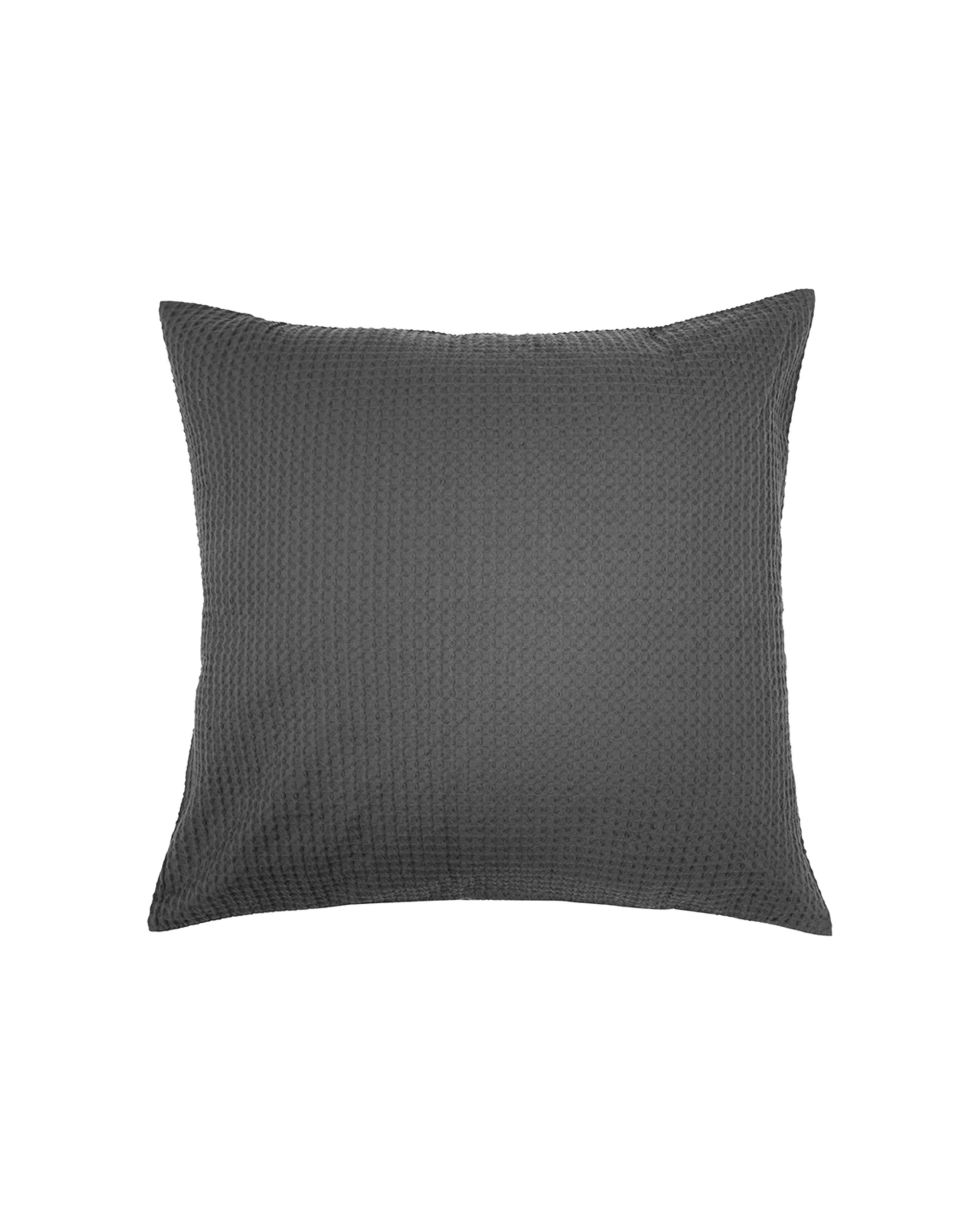 1 Bambury Melville Cotton Waffle European Pillowcase Reversible - Charcoal, 1 of 3