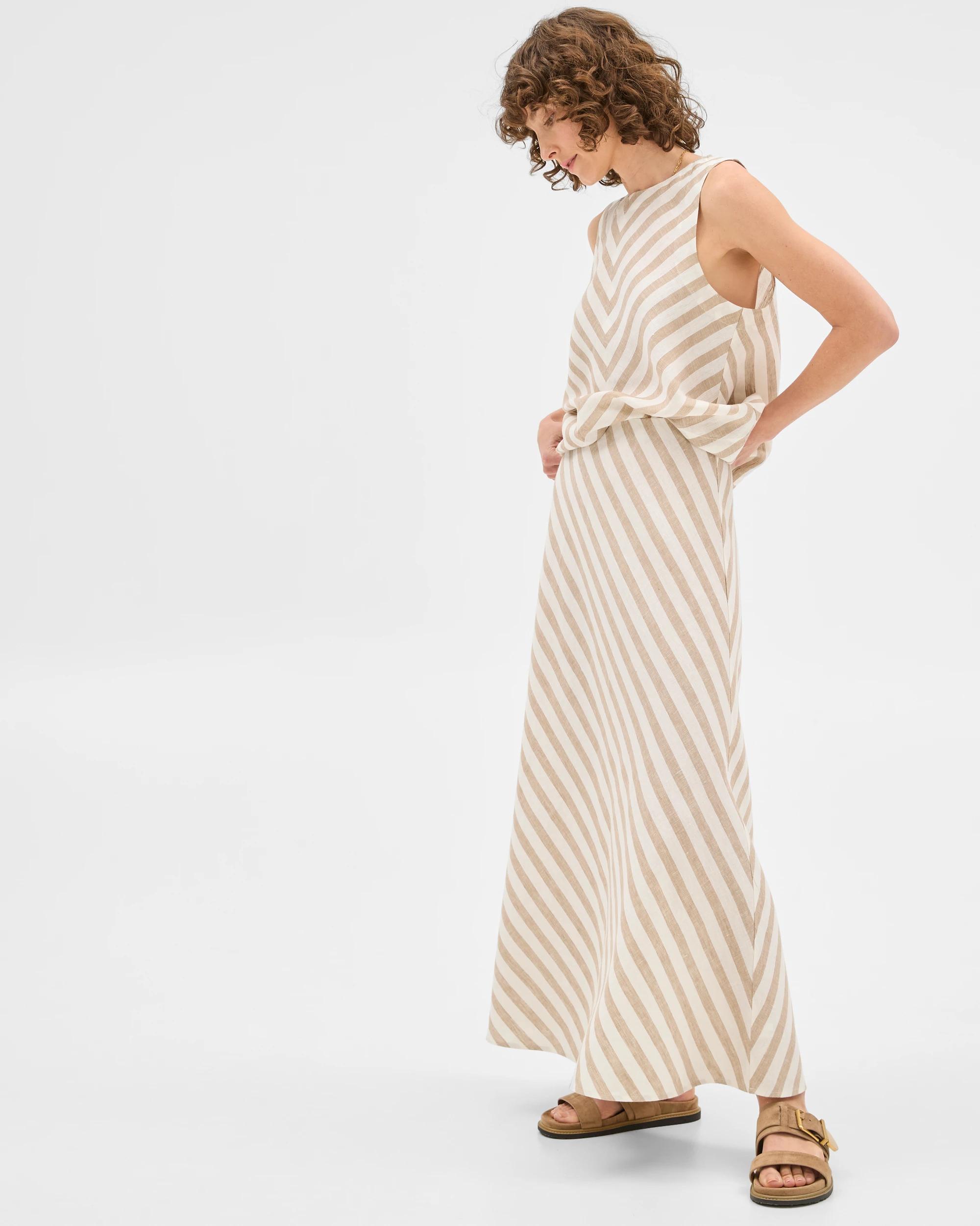 3 Target European Linen Bias Cut Midi Skirt CHEVRON STRIPE, 3 of 6