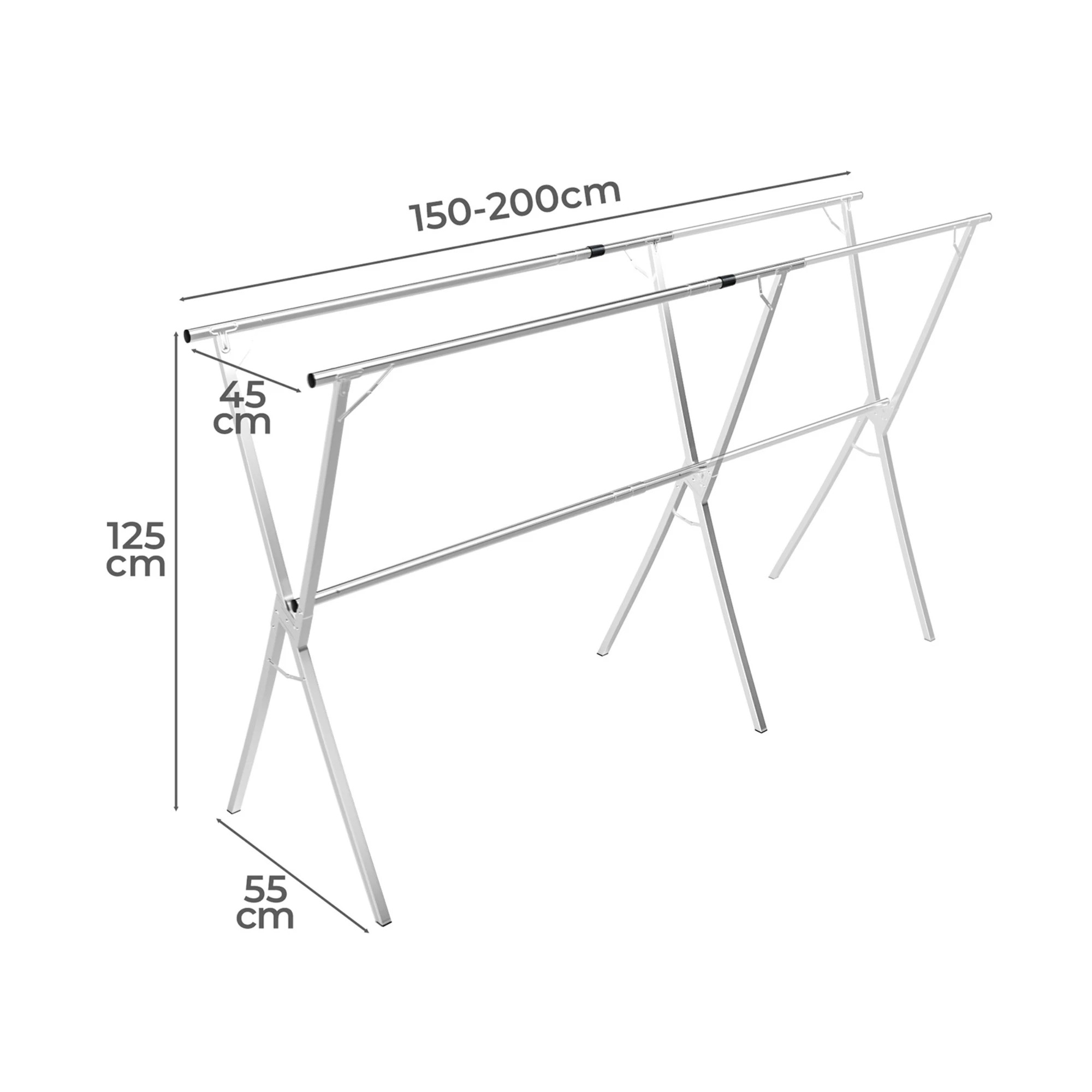 3 Levede 2M Extendable Foldable Clothes Airer Drying Rack, 3 of 9