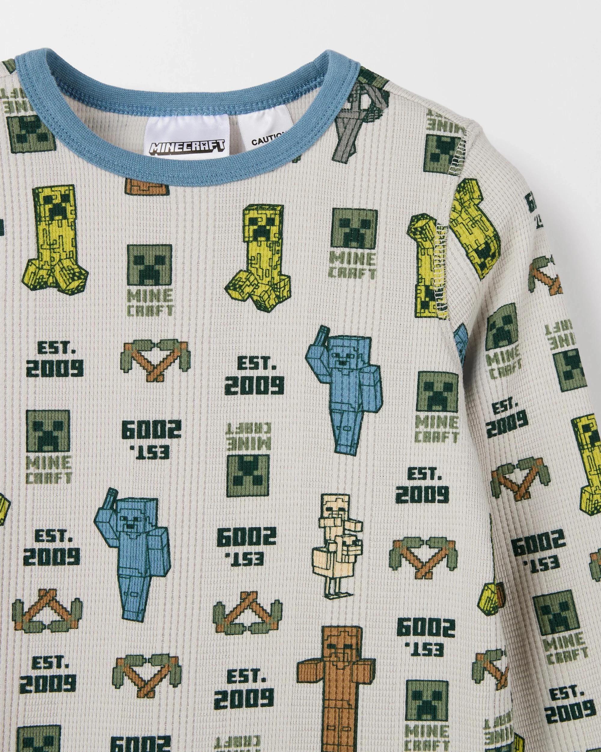 6 Minecraft Australian Cotton Younger Boys Waffle Pyjama Set MINECRAFT, 6 of 7