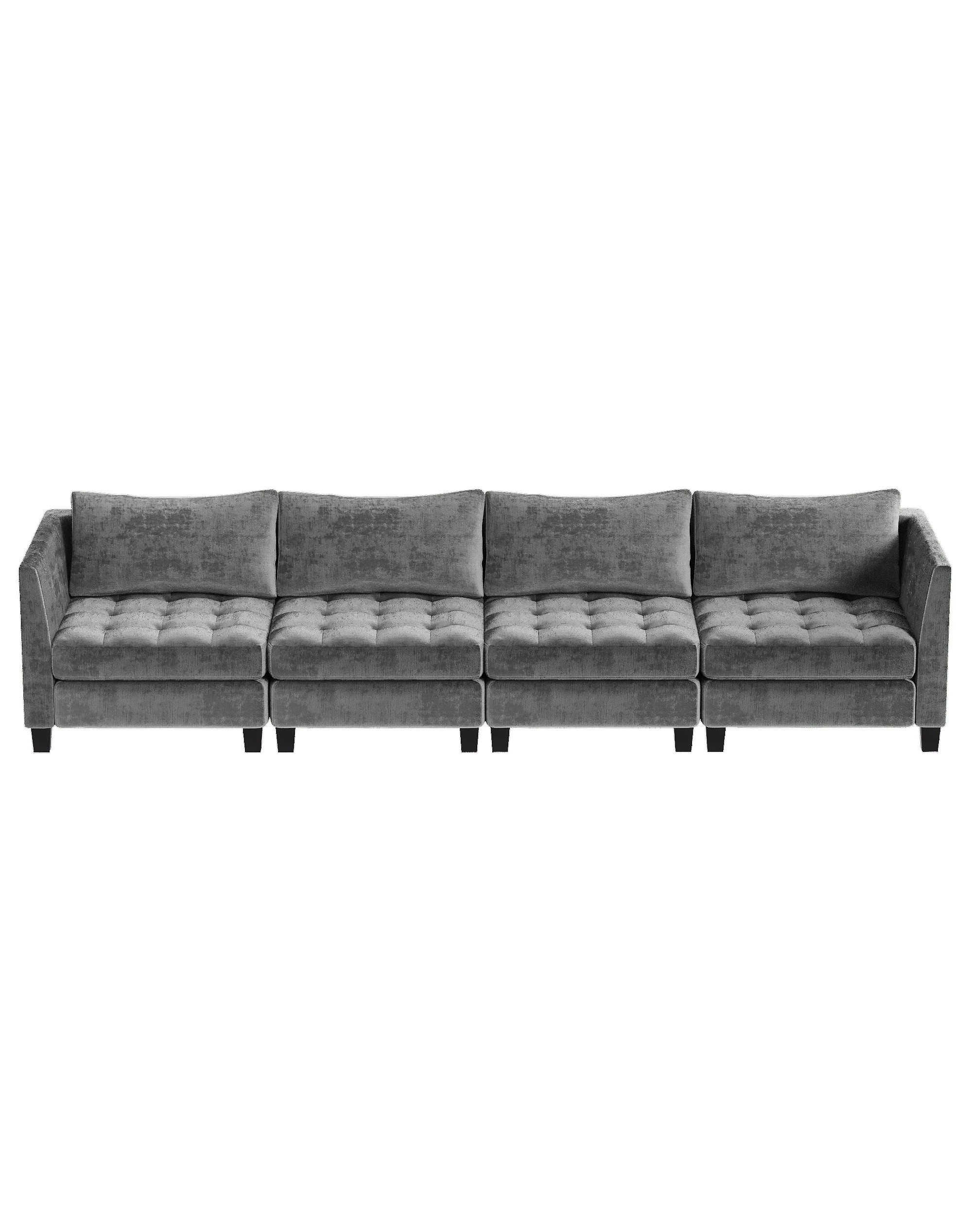 1 Advwin 4 Seaters Sofa Chenille Fabric   - Grey, 1 of 7