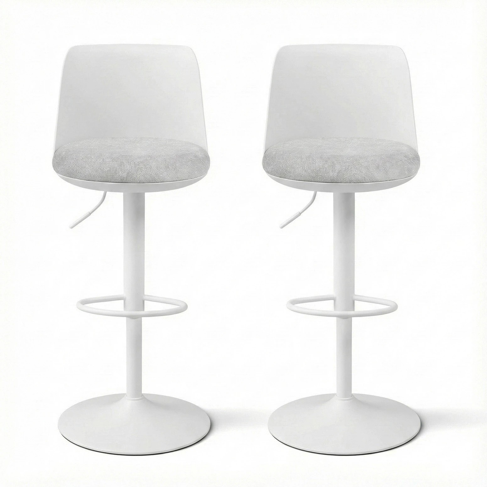 1 Artiss 2x Bar Stools Kitchen Swivel Gas Lift Counter Dining Chair Curved - White, 1 of 7