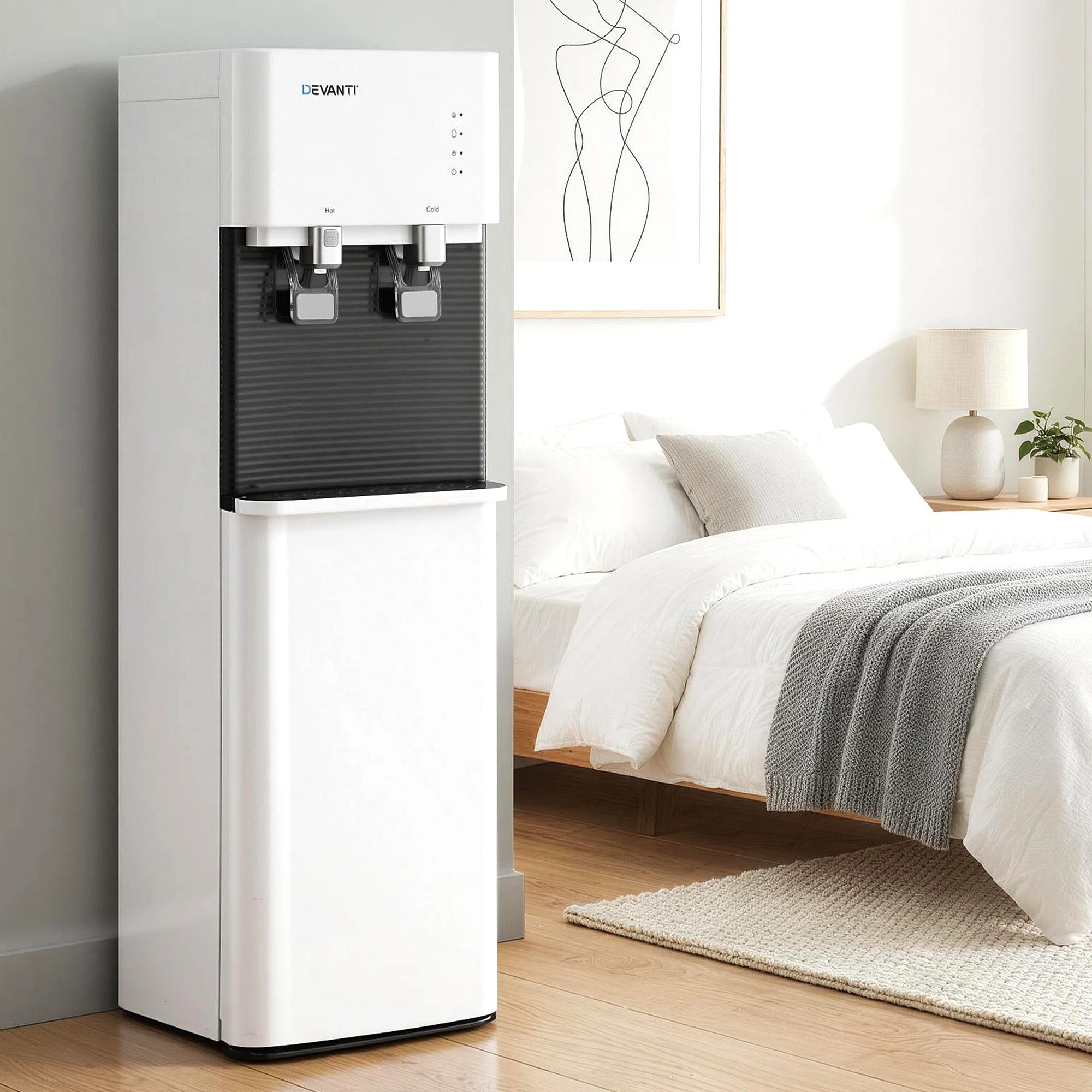 6 Devanti 2 Taps Water Cooler Dispenser Bottom Loading Dispenser Chiller Filter - White, 6 of 9