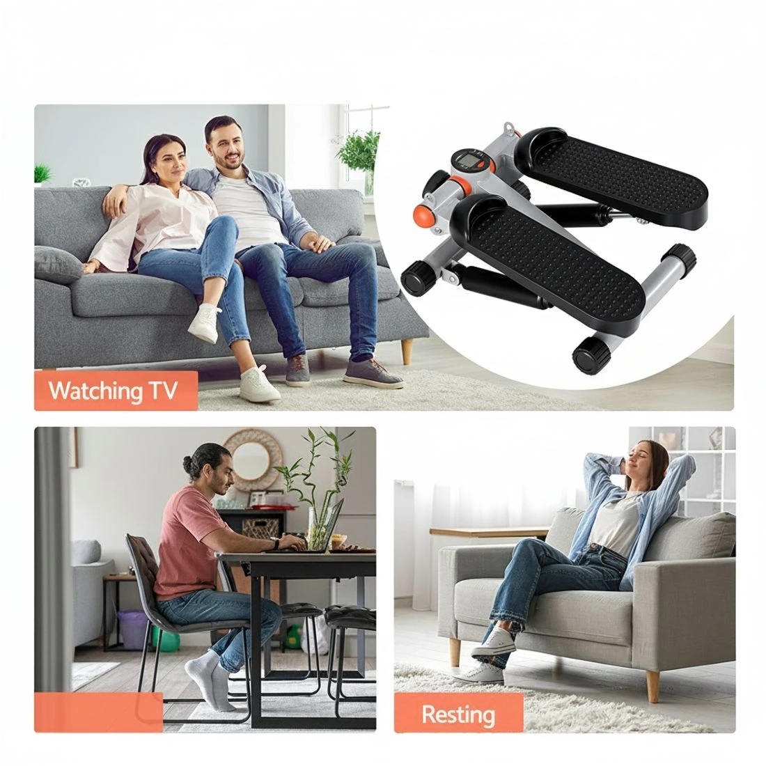 6 Everfit Mini Stepper with Resistance Rope Aerobic for Exercise Compact Home Workout - Black, 6 of 7