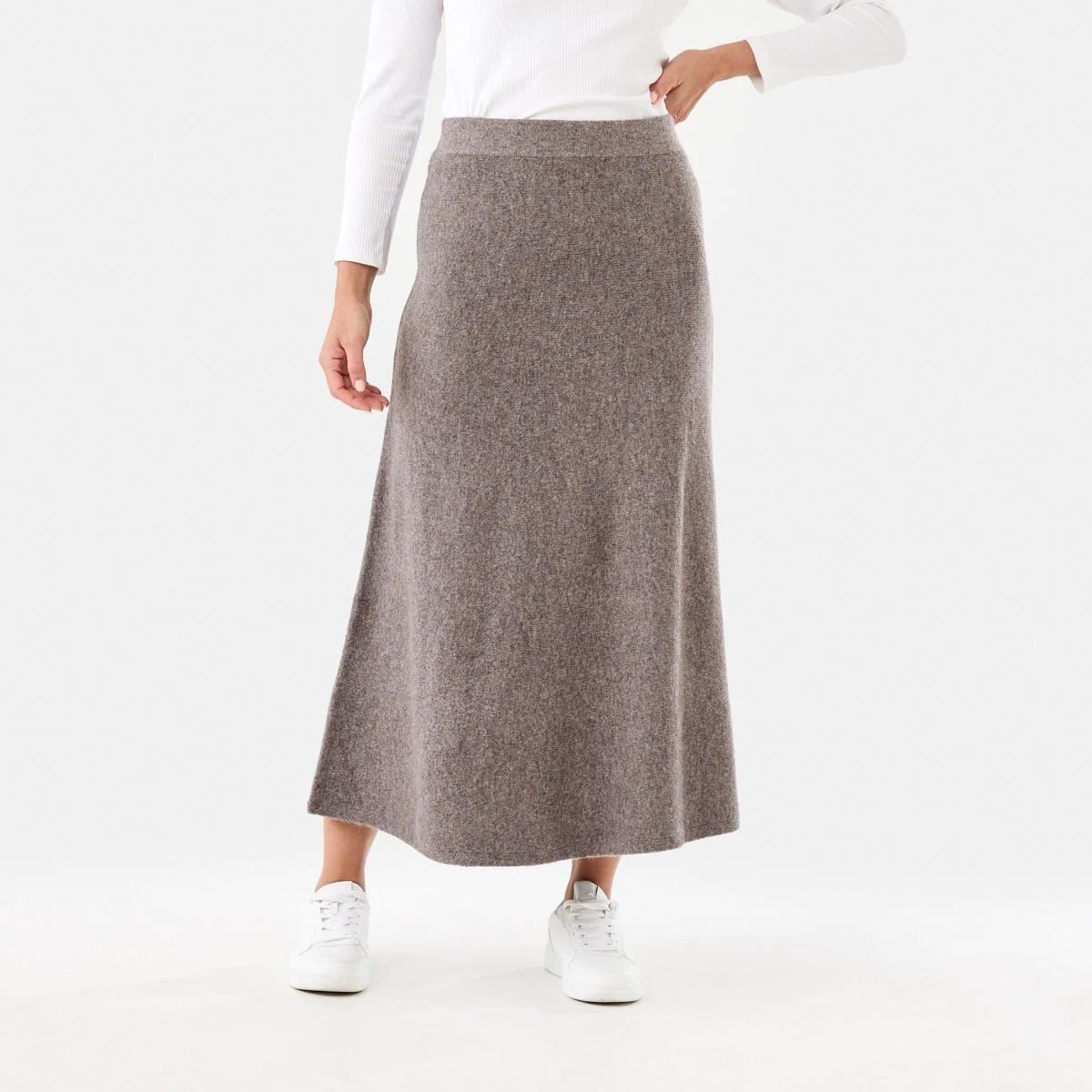 1 True Knit A-Line Maxi Skirt Taupe Mrl, 1 of 5