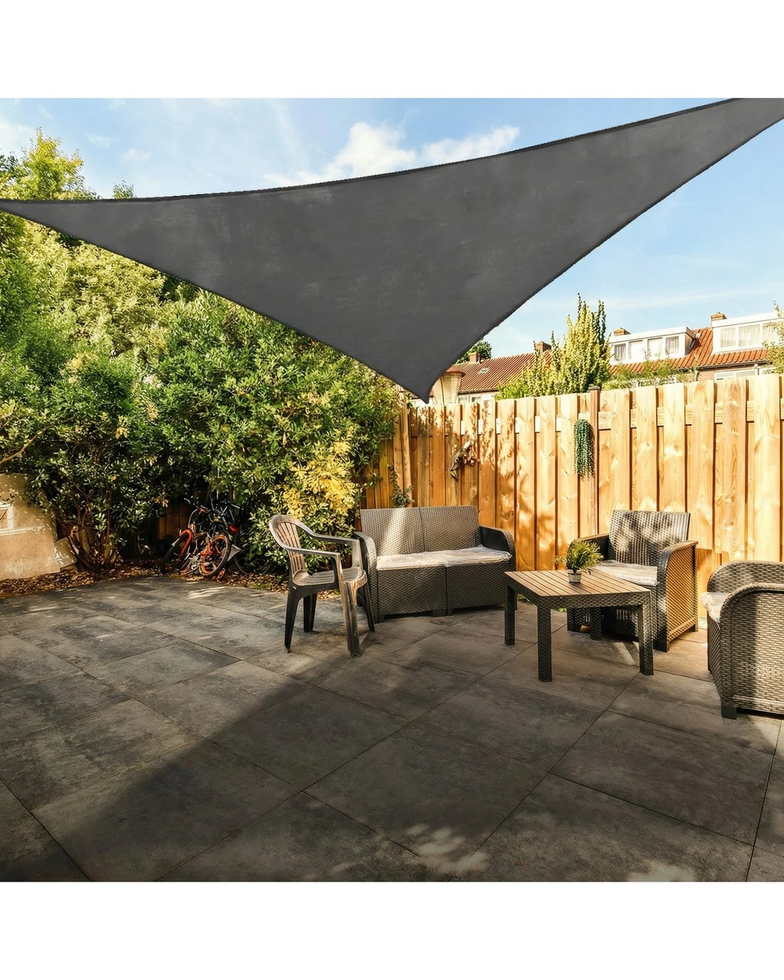 Wallaroo 5m x 5m x 5m 280GSM Outdoor Sun Shade Sail Canopy - Grey - Kmart