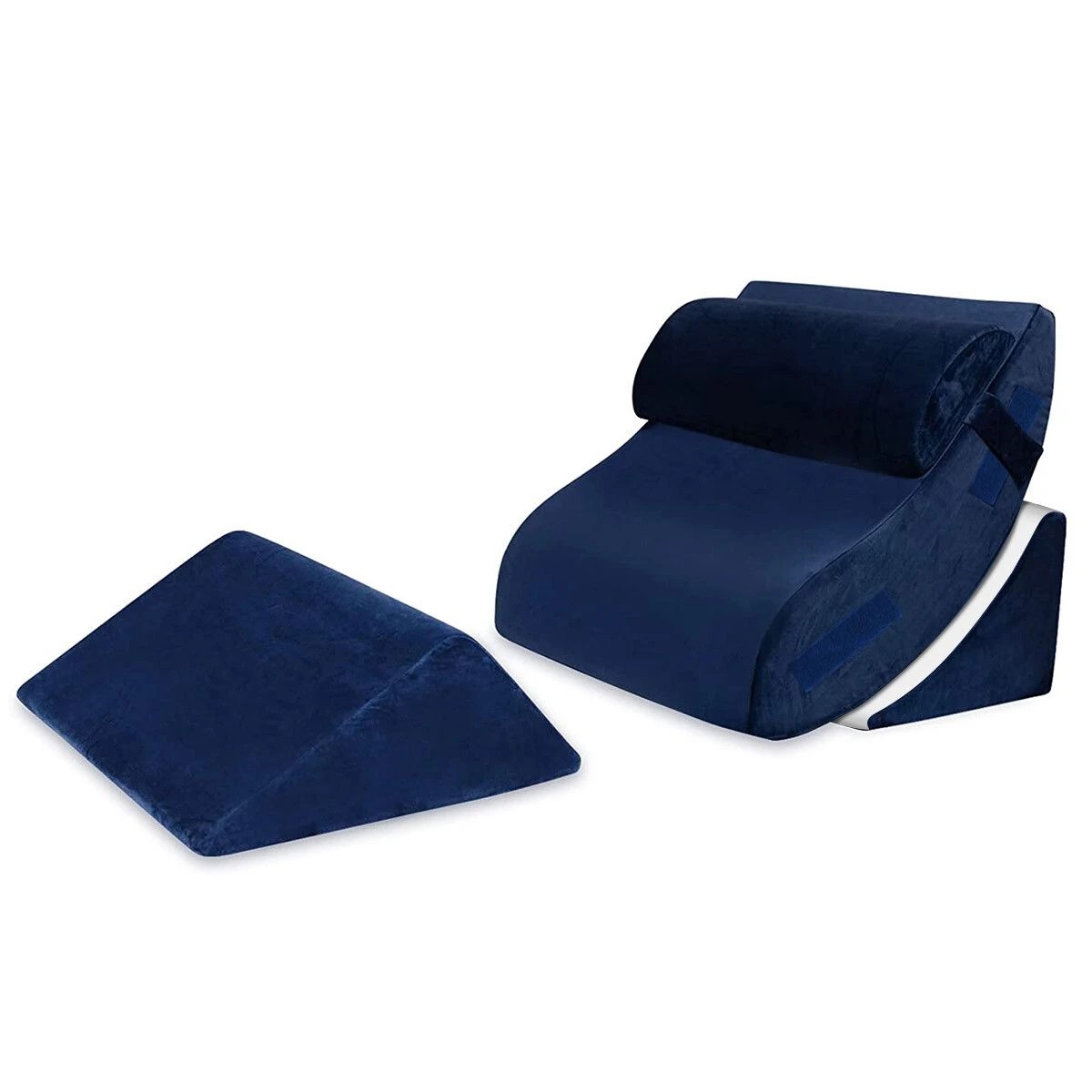 1 Ausway 4 Pcs Wedge Pillow Set Bed Cushion Memory Foam - Blue, 1 of 3