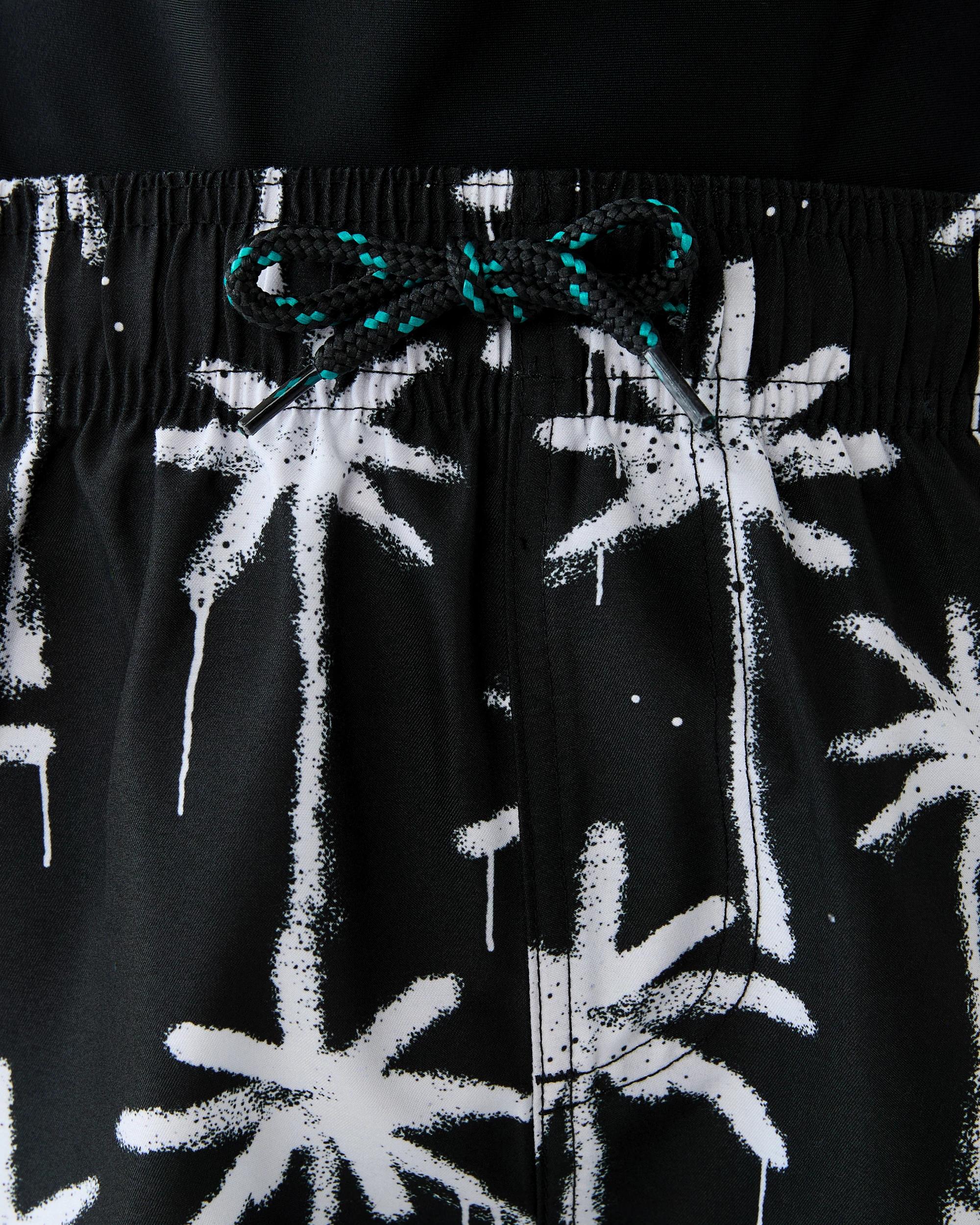 3 Printed Swim Shorts Blk Palm, 3 of 6