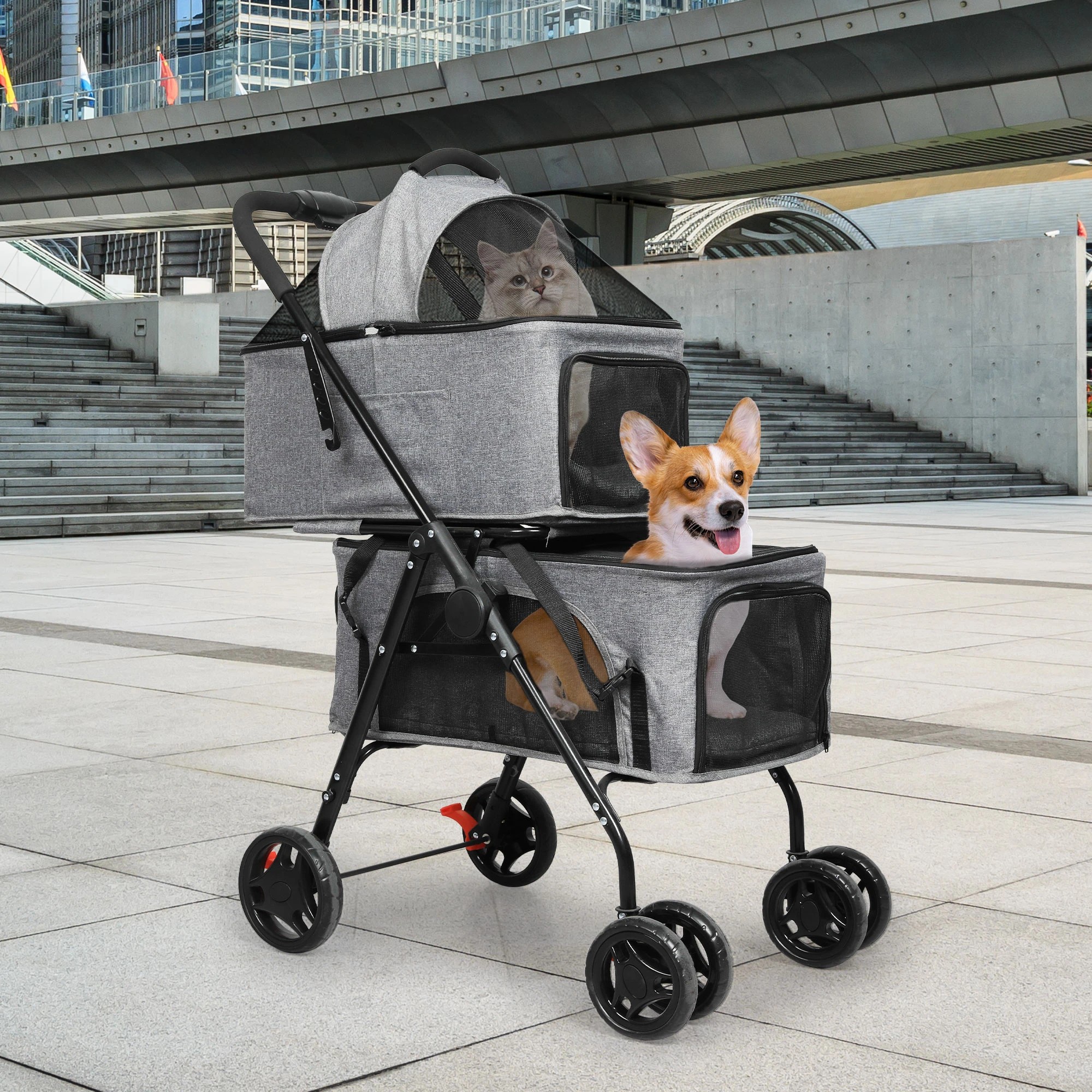 7 Pawz Pet Stroller 3In1 For Large Dogs 50Kg Capacity In Coulor - Grey, 7 of 8