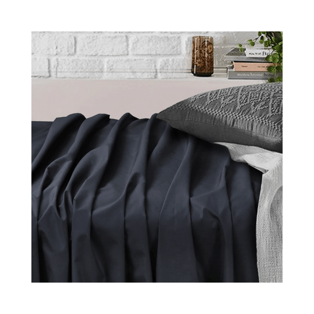 6 Amsons 180TC Cotton/Polyester Bed Sheet Set - Black, Fitted 40cm + Flat &amp; Pillowcases - Black, 6 of 7