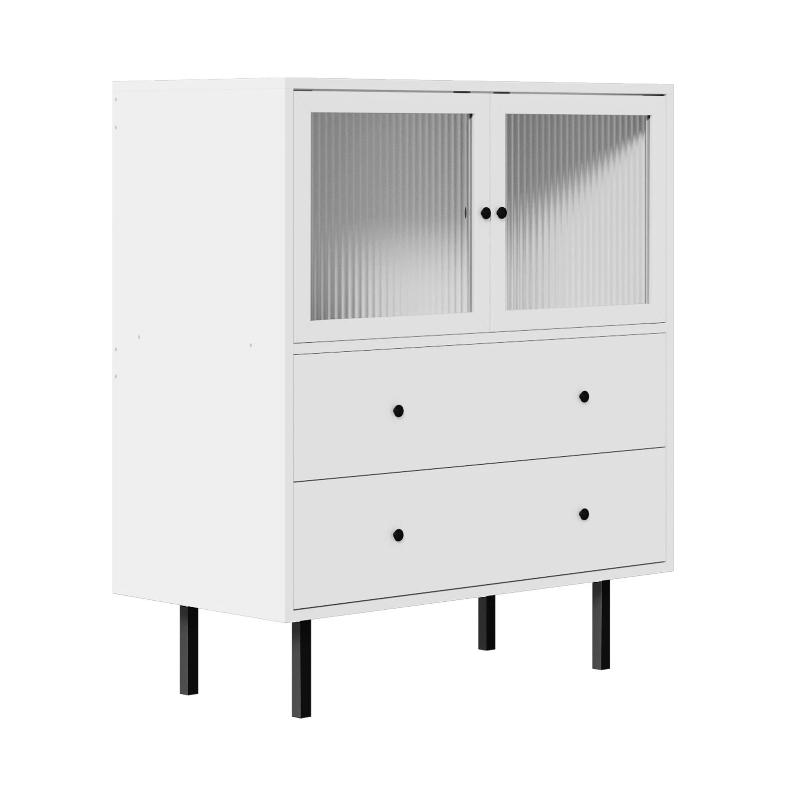 6 Oikiture Sideboard Buffet Storage Cabinet Tempered Glass Door
 - White, 6 of 10