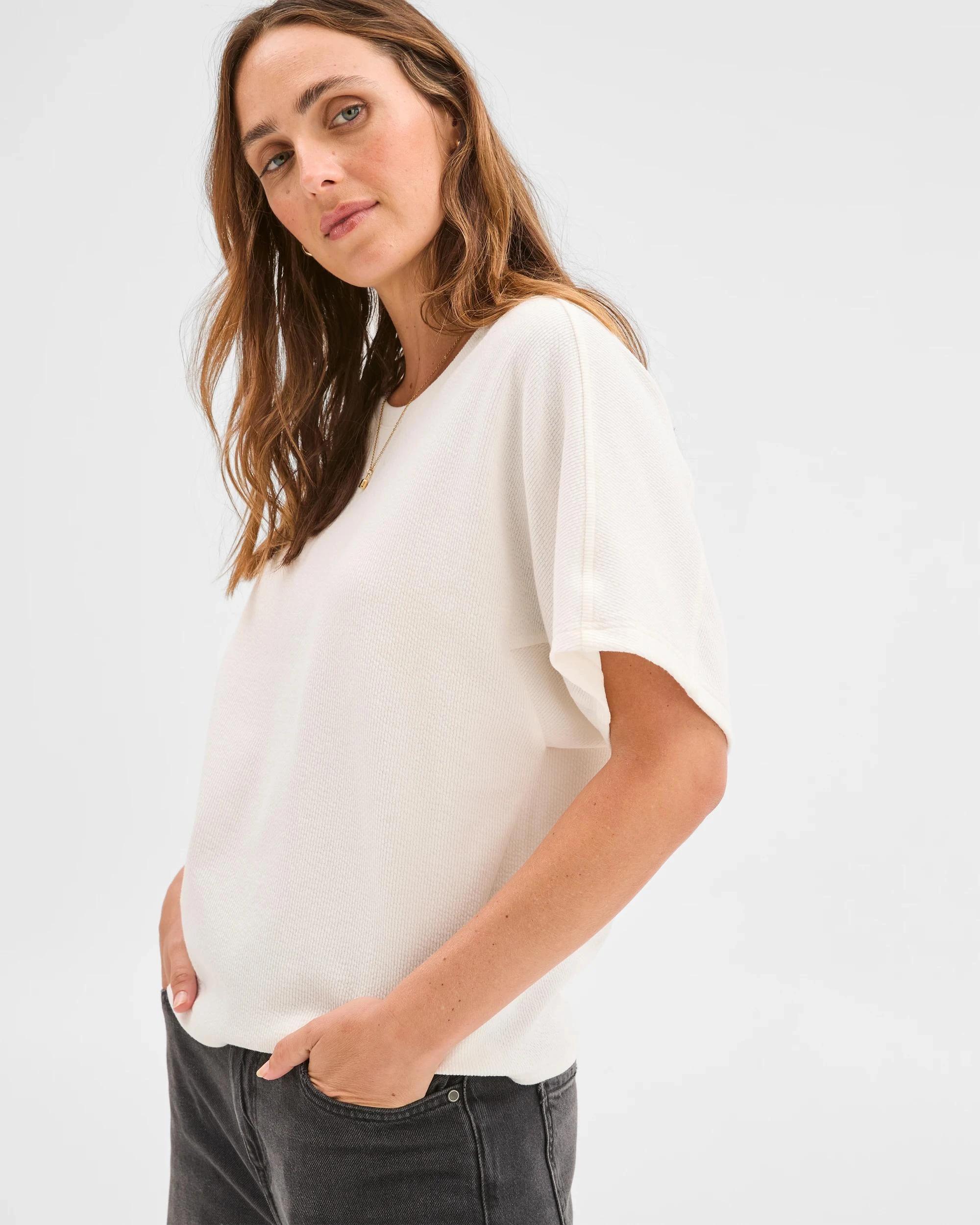 5 Target Woman Spliced Cocoon Boxy T-Shirt CLOUD DANCER, 5 of 6