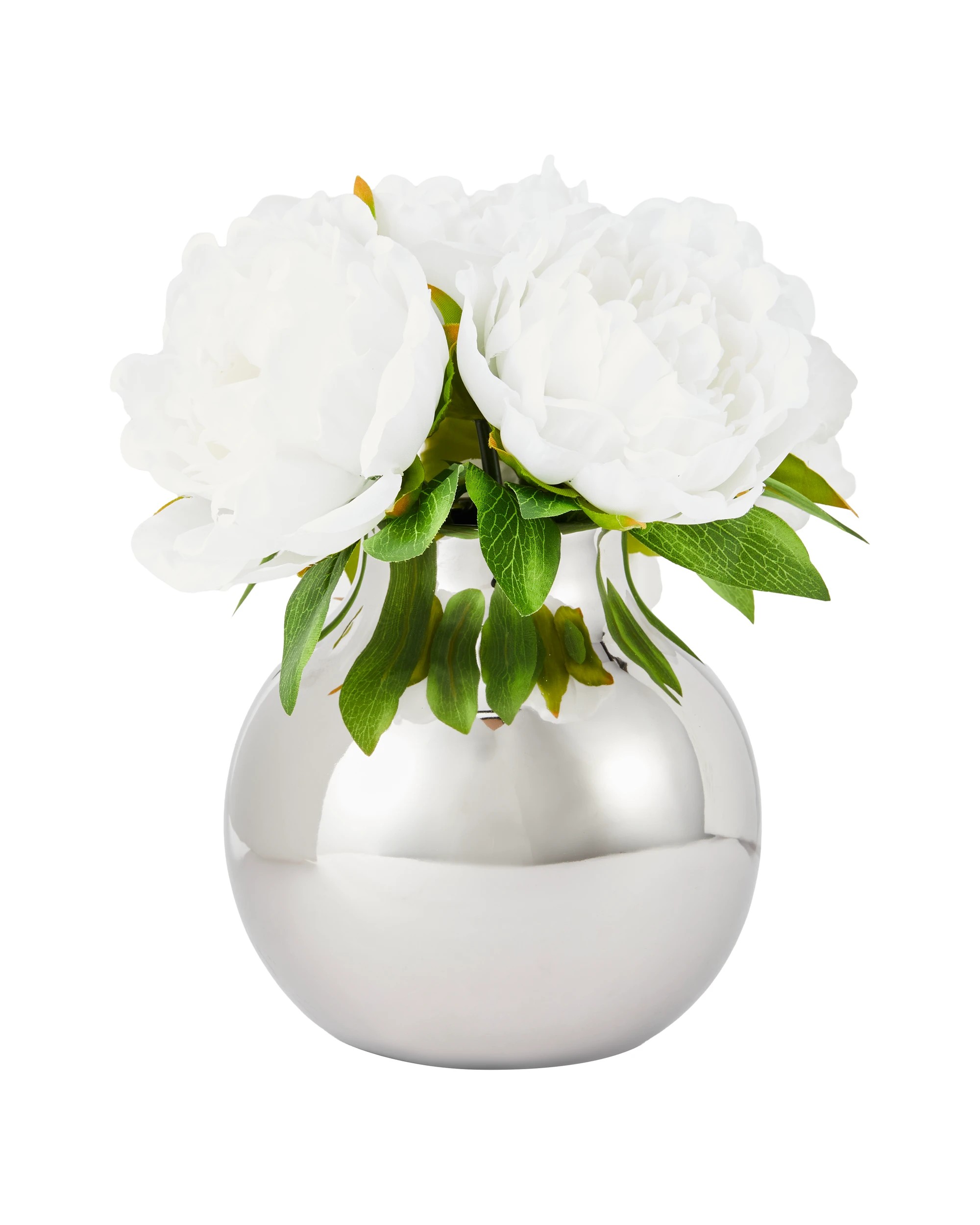 2 Chrome Look Round Vase, 2 of 5