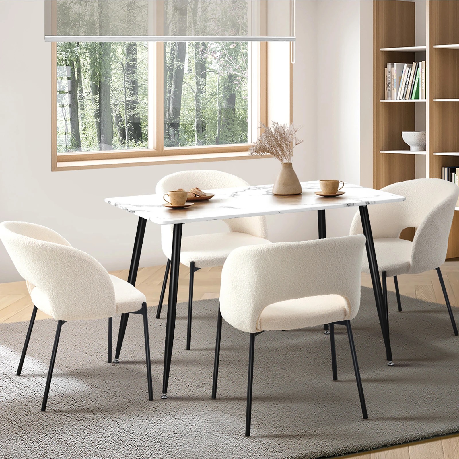 3 Oikiture 120cm Rectangle Dining Table With 4pcs Dining Chairs Sherpa
 - Multi, 3 of 10
