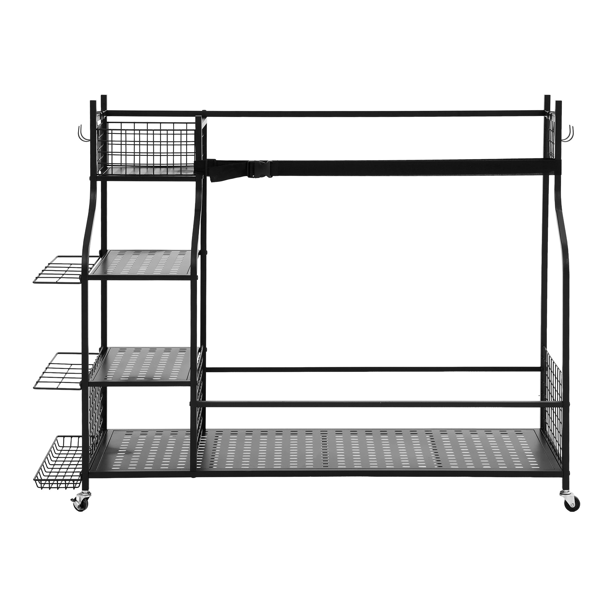 4 Everfit Golf 3 Bag Storage Golf Storage Garage Organizer with Wheels - Black, 4 of 7