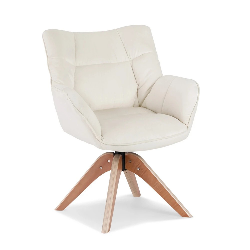 3 Artiss Swivel Chair Armchair Nursing Velvet - White, 3 of 6