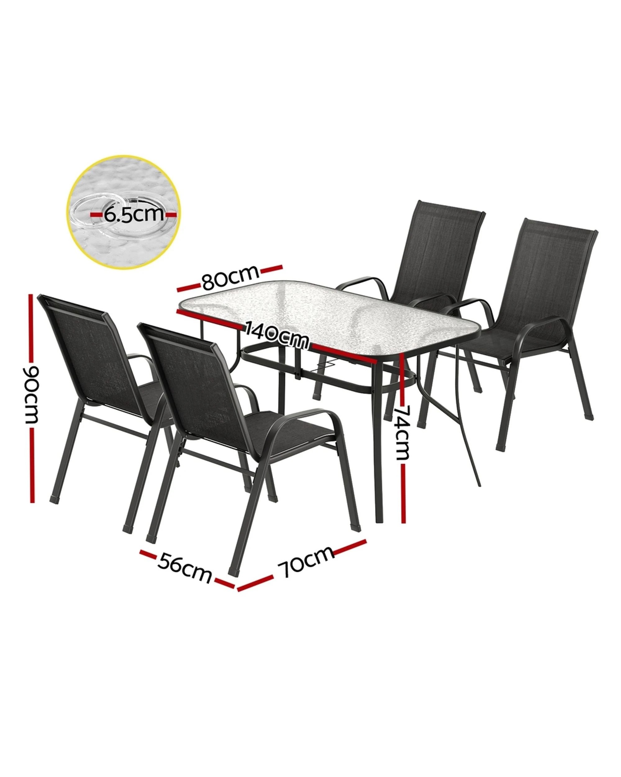 2 Gardeon 5PC Outdoor Dining Set Table and Chairs - Black, 2 of 8