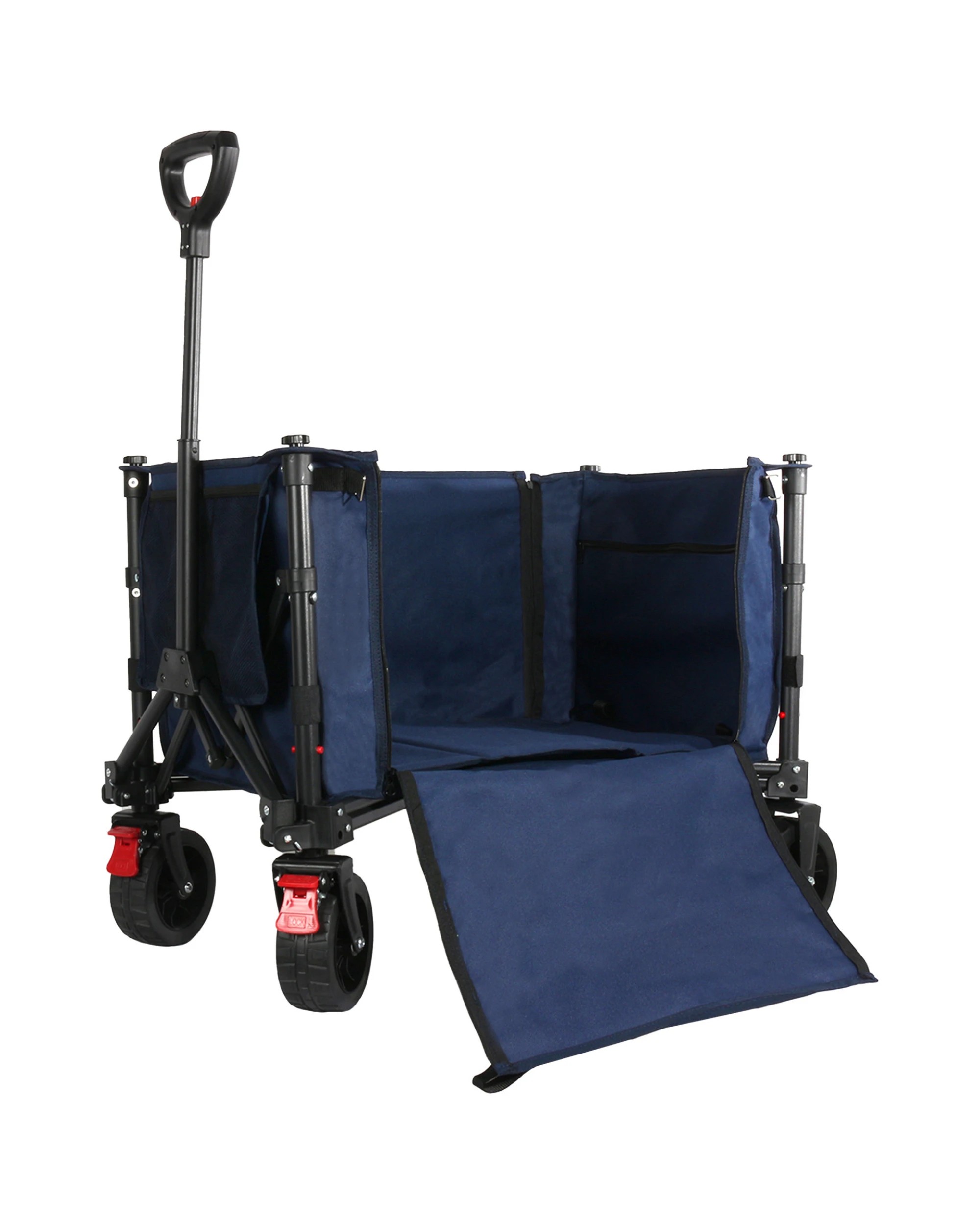 4 Wallaroo Collapsible 120L Camping Trolley Steel Frame Storage Gardening Picnic Cart - Blue, 4 of 8