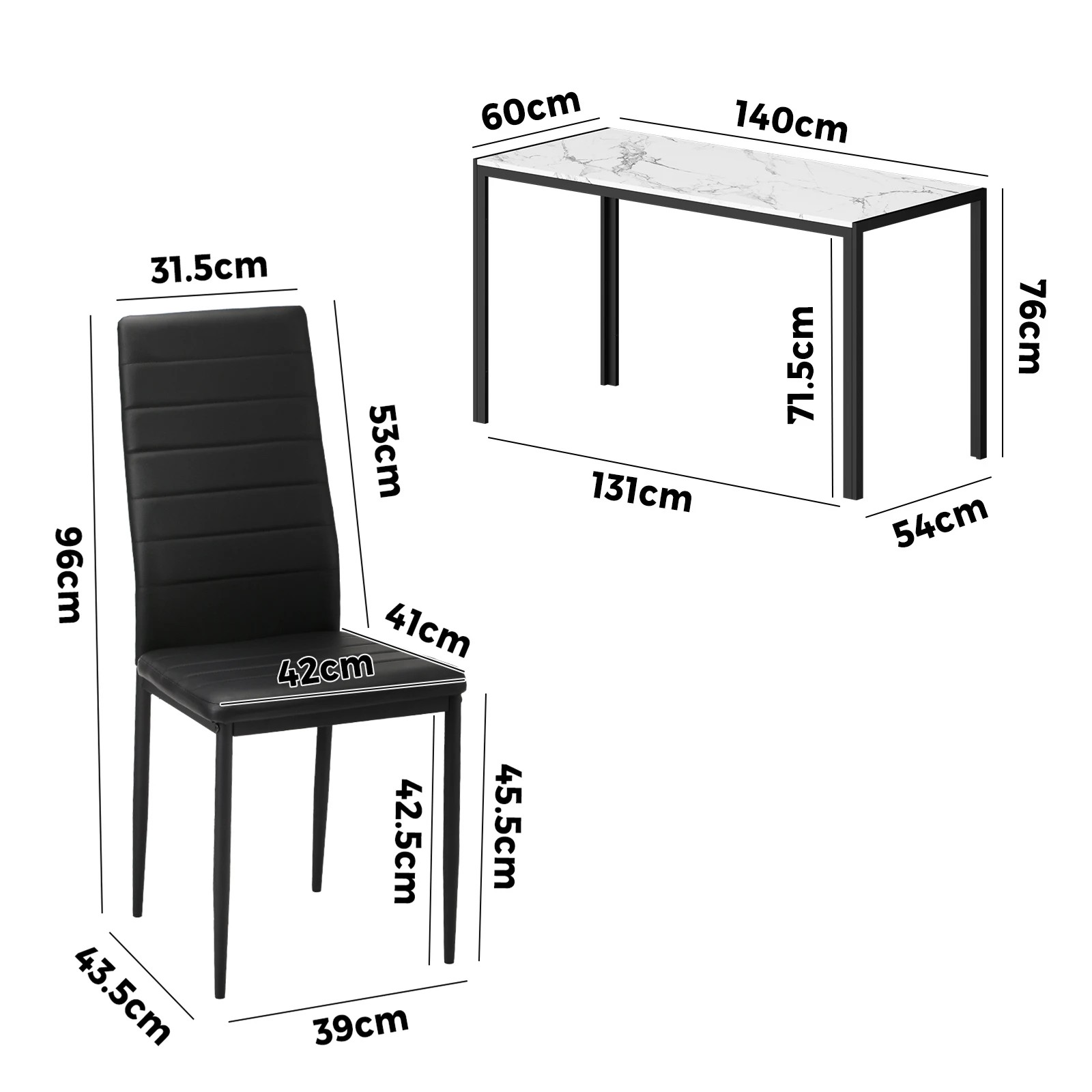 3 Oikiture 140cm Rectangle Dining Table With 6pcs Dining Chairs Marble
 - Multi, 3 of 7