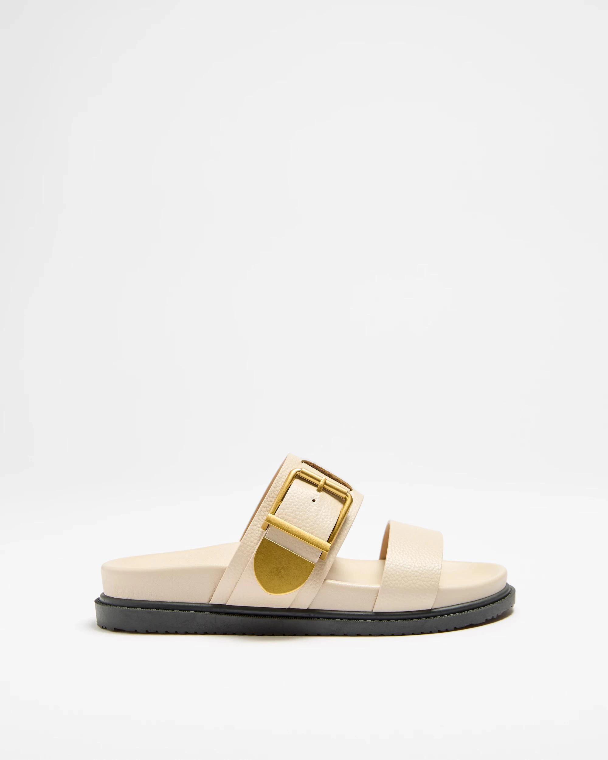 1 Target Woman Womens Buckle Flat Sandal - Henna IVORY PEBBLE, 1 of 3