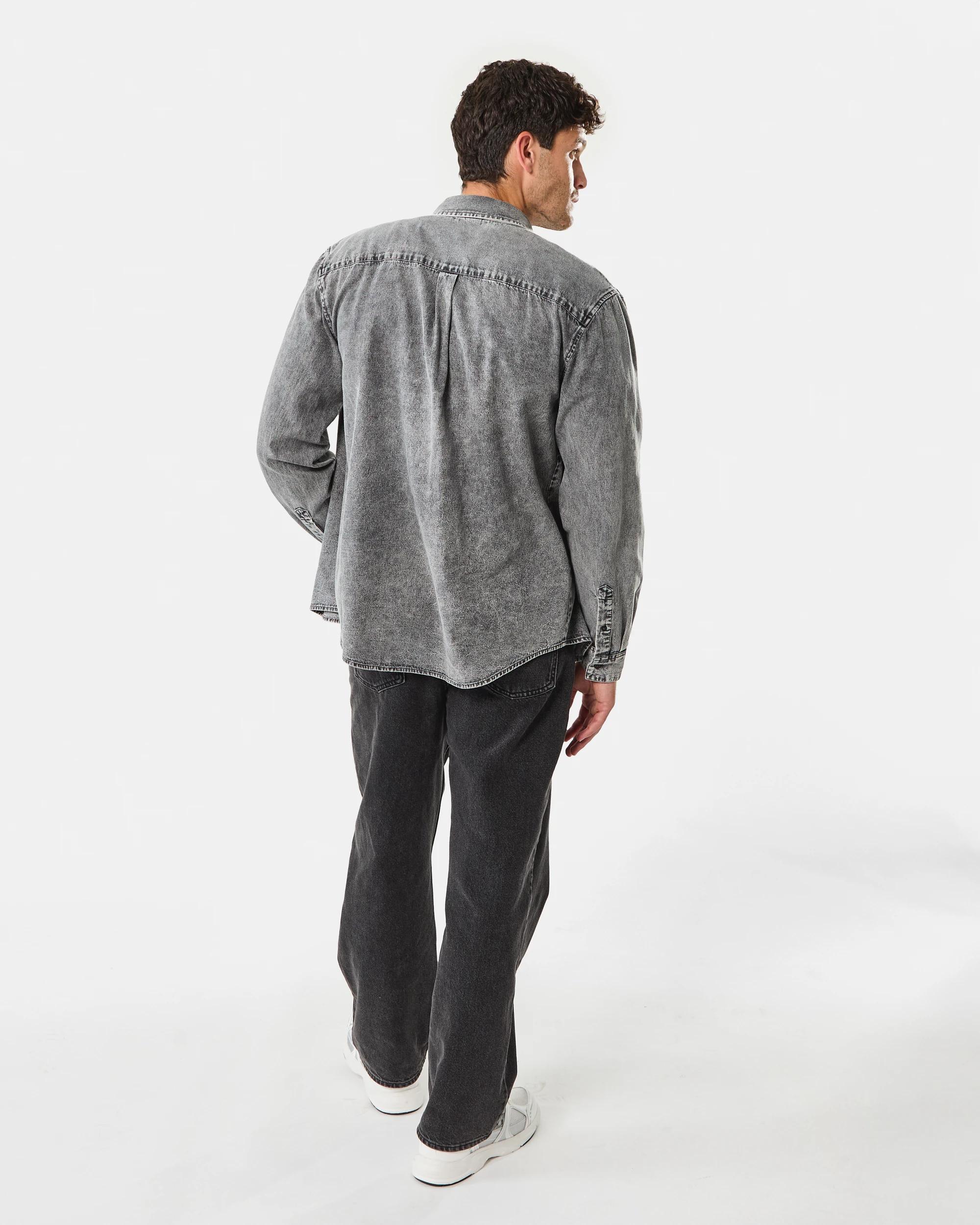 4 Long Sleeve Denim Shirt Wash Black, 4 of 9