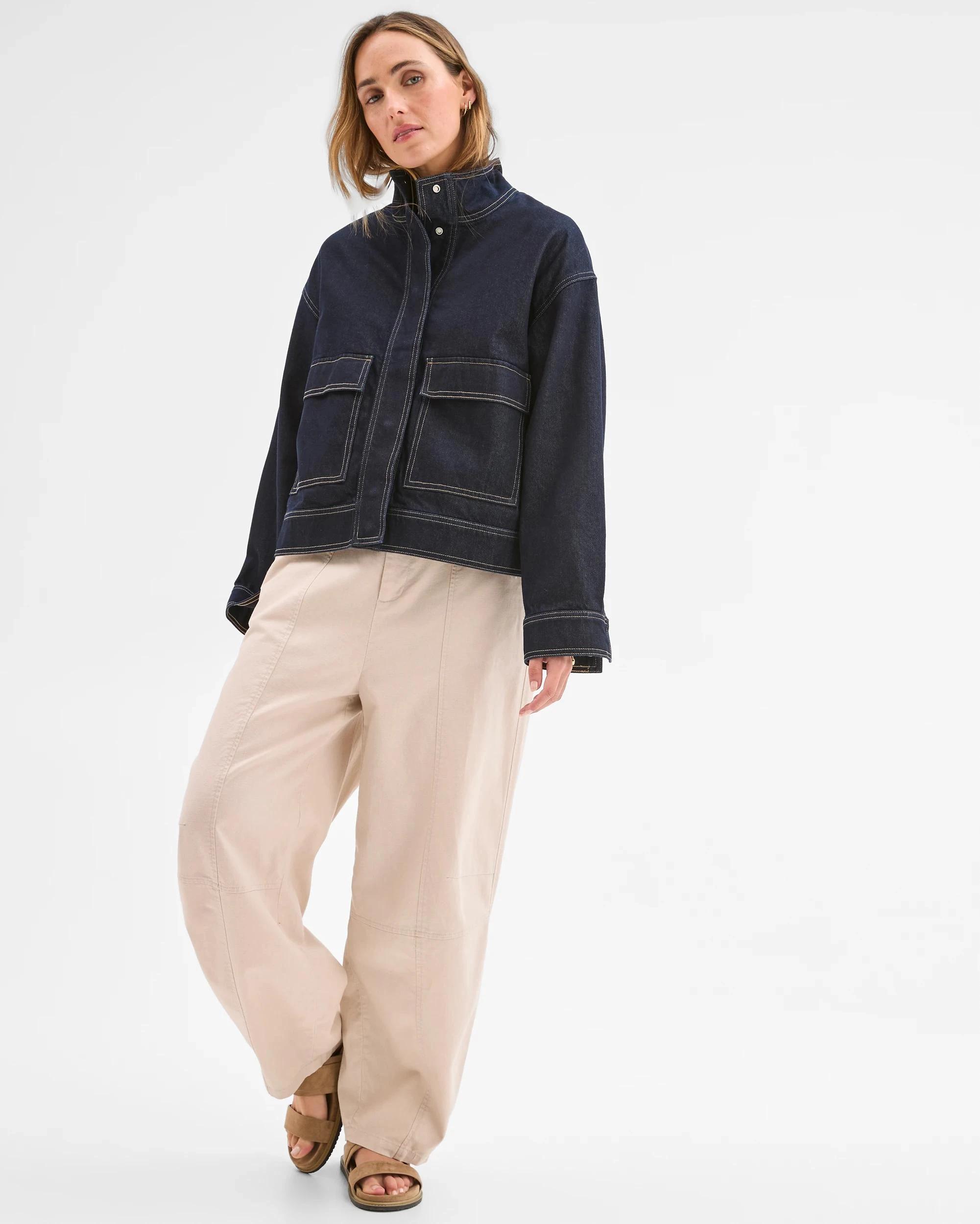 1 Target Australian Cotton Blend Soft Barrel Leg Pants CHALK, 1 of 6