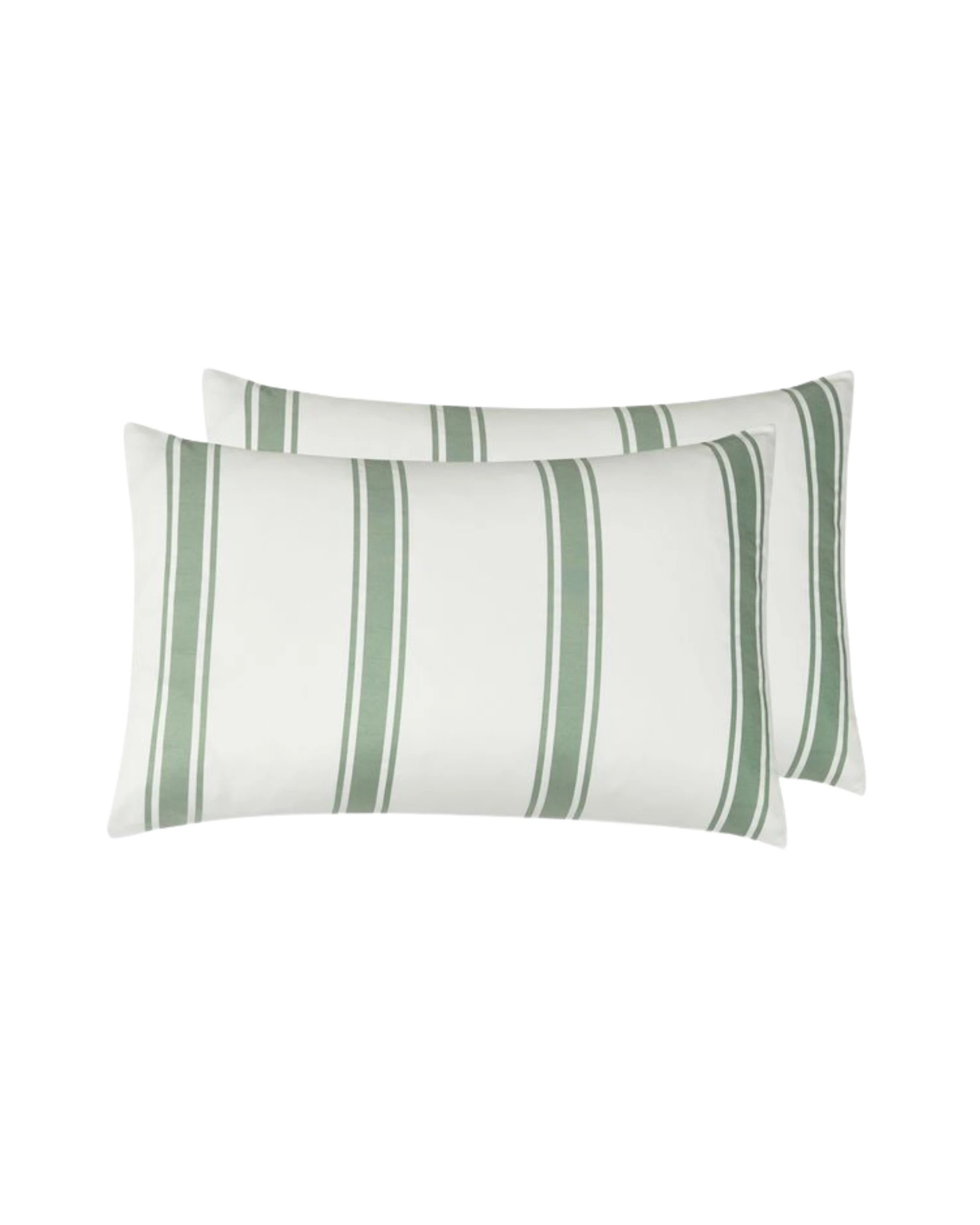 6 CleverPolly Yarn-Dyed Washed Microfibre Sheet Set - King Bed - Wide Stripe Sage Green, 6 of 6