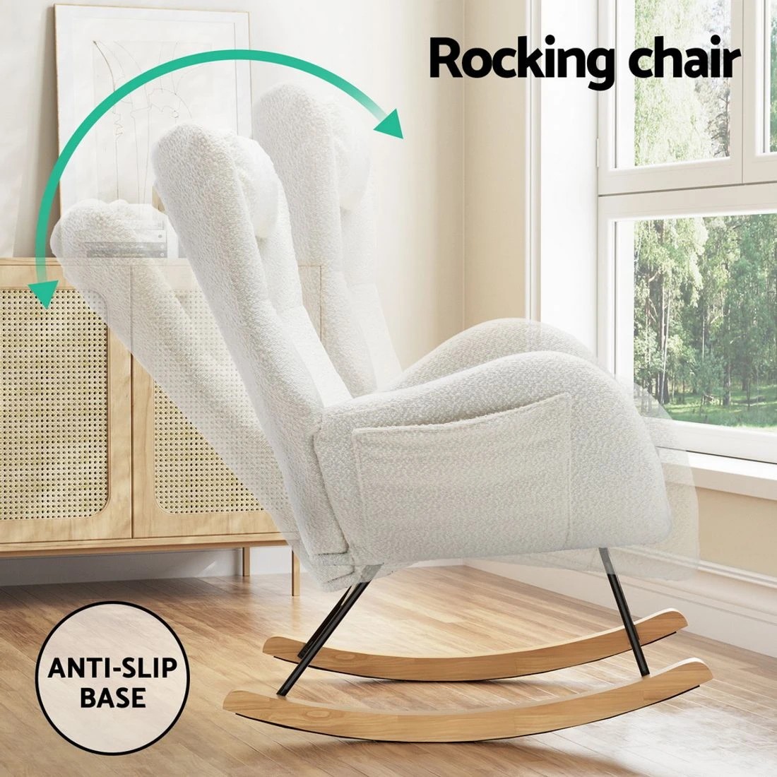 4 Artiss Rocking Chair Armchair Pillow
 - white, 4 of 4