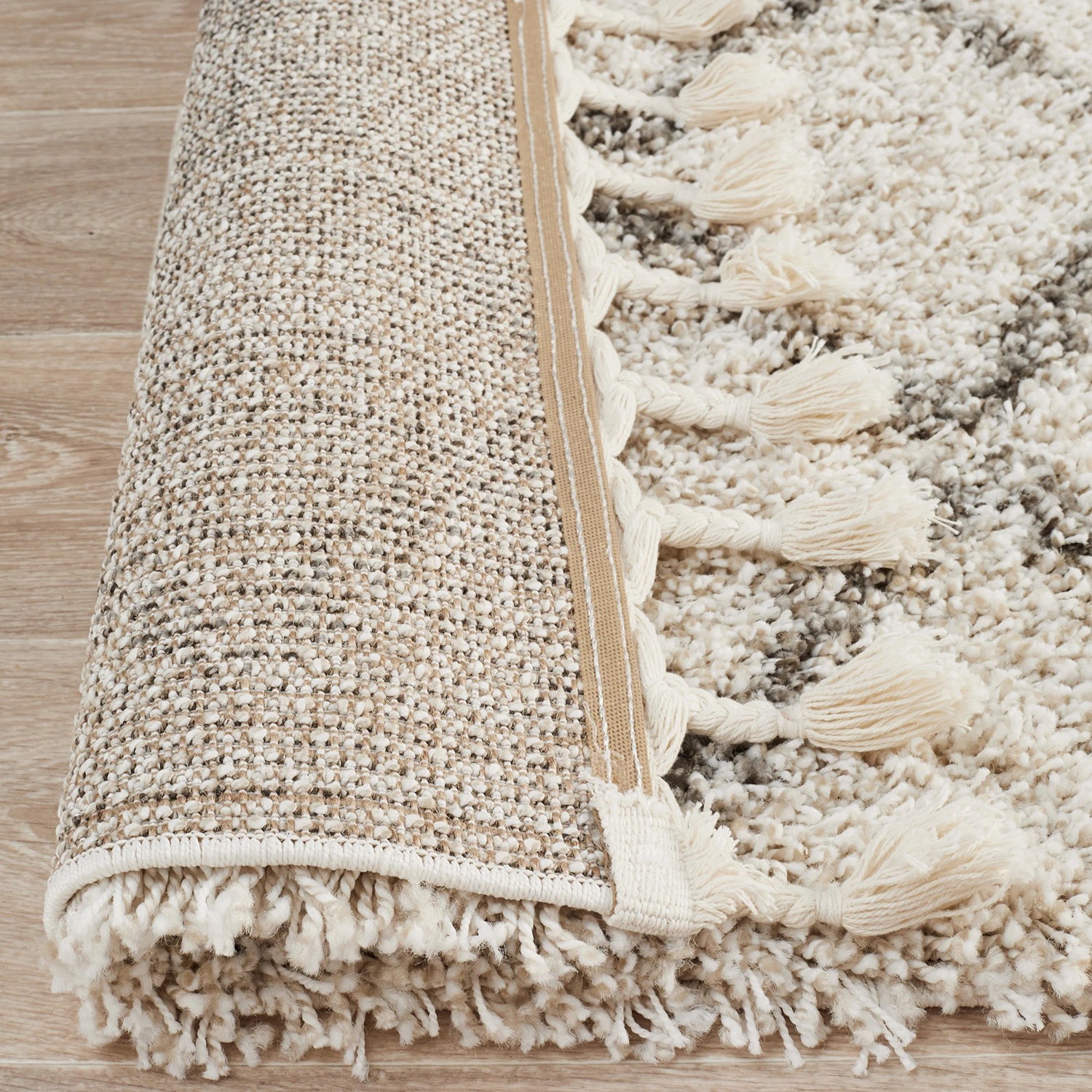 7 Common Ground Rugs Amber 11 400x80cm - Large Runner Power Loomed Shag Rug - Beige, 7 of 7