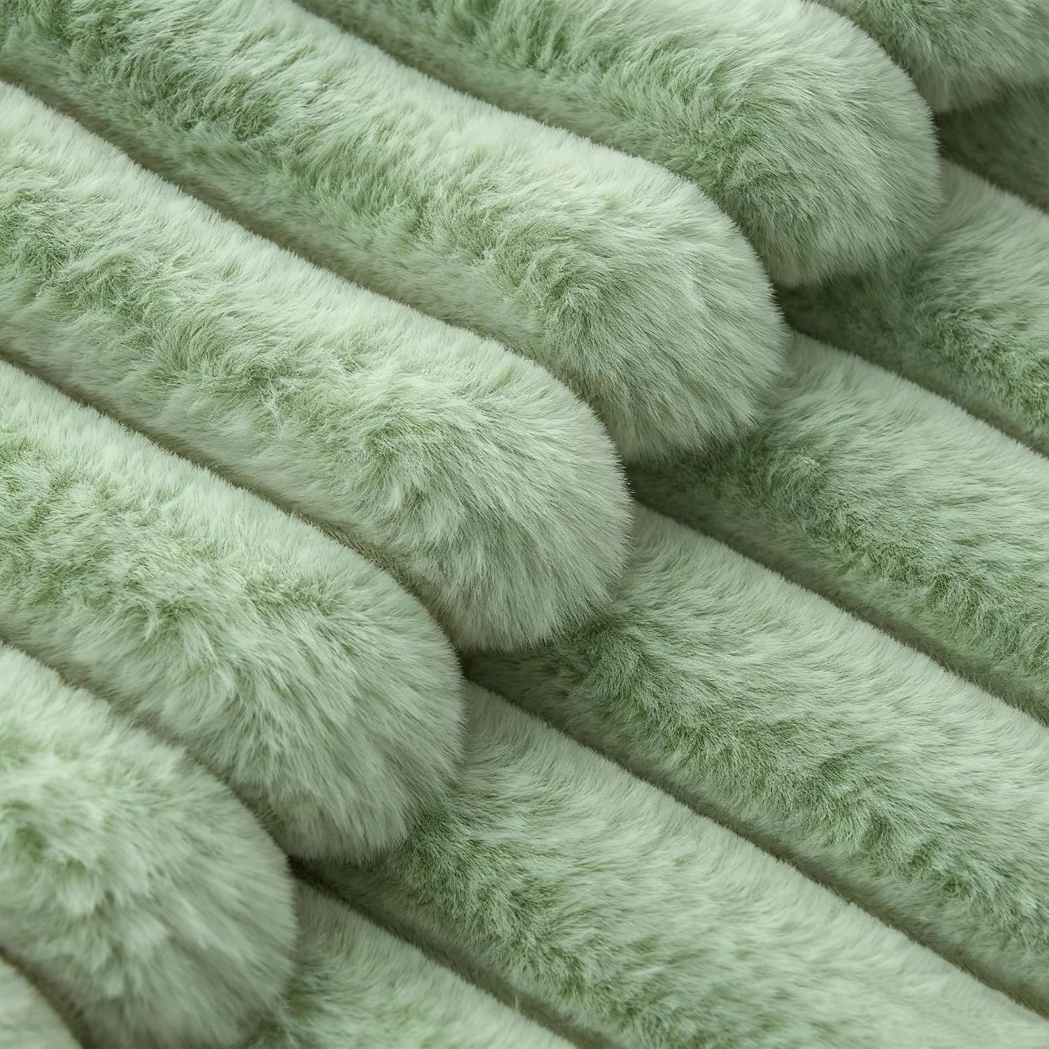 2 Gioia Casa 2-Pack Faux Fur European Pillowcases 65x65cm - Sage Green, 2 of 2