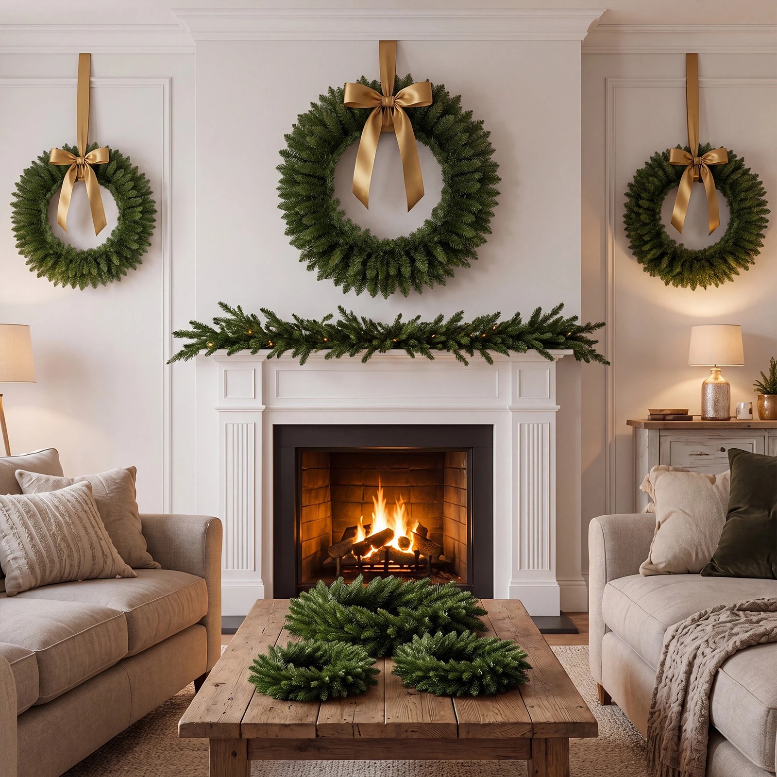 5 Costway Artificial Christmas Wreaths Set of 6 Unlit Greenery Christmas Decoration, 5 of 6