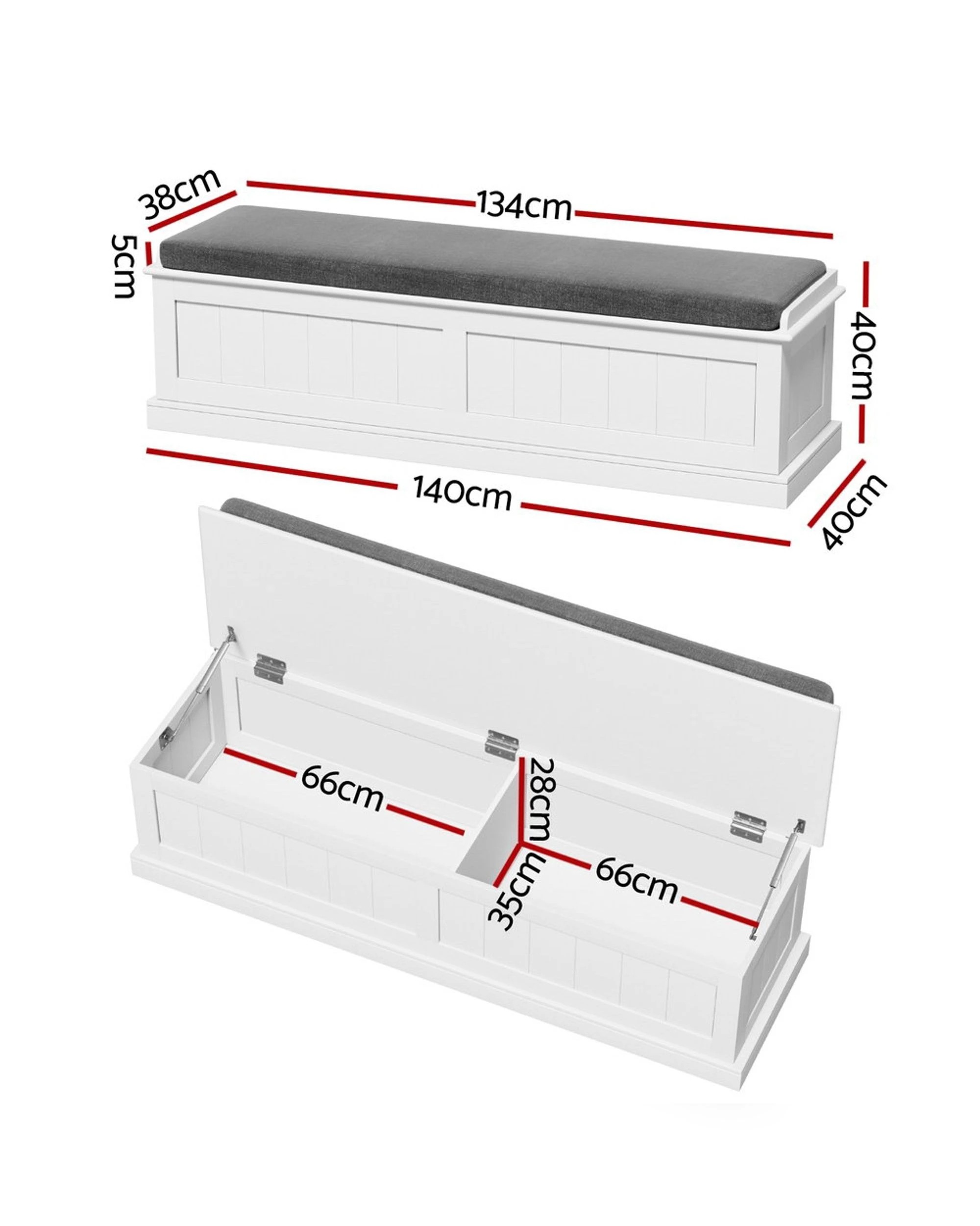 2 Artiss Storage Ottoman Blanket Box 140cm Fluted - White, 2 of 4