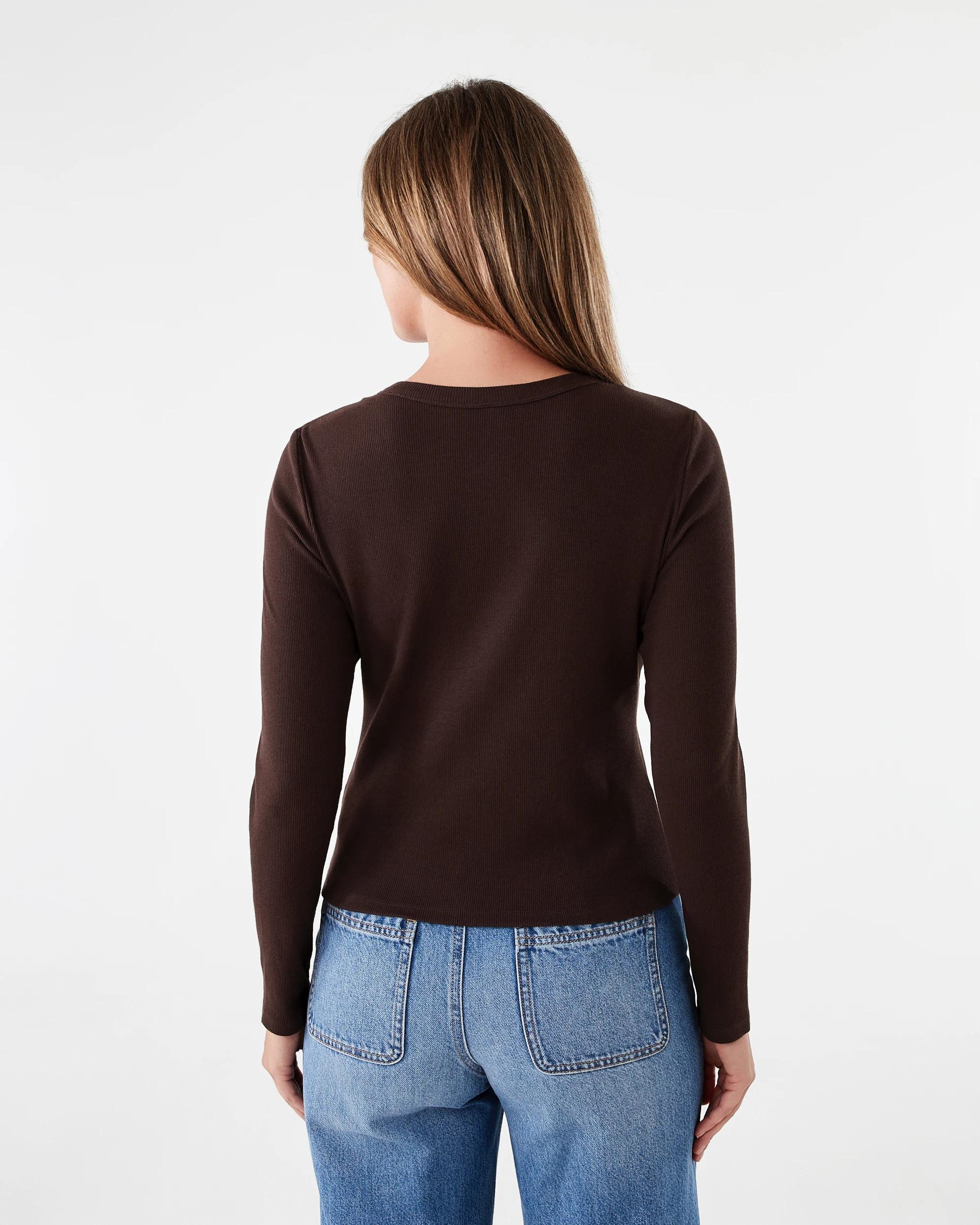 3 Long Sleeve Rib Henley Top Melt Brown, 3 of 7