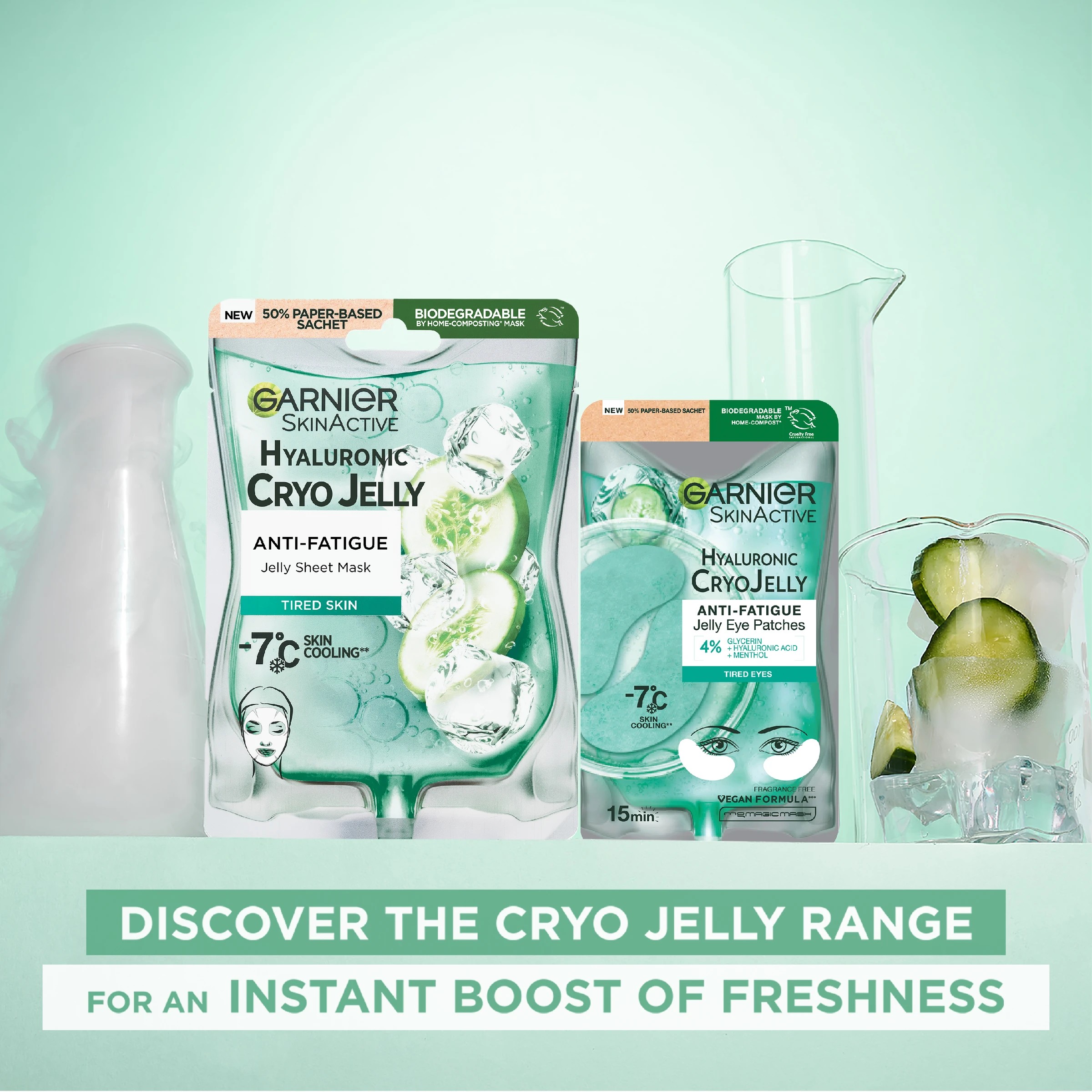 6 Garnier SkinActive Anti-Fatigue Jelly Eye Patches 5g - Hyaluronic CryoJelly, 6 of 8