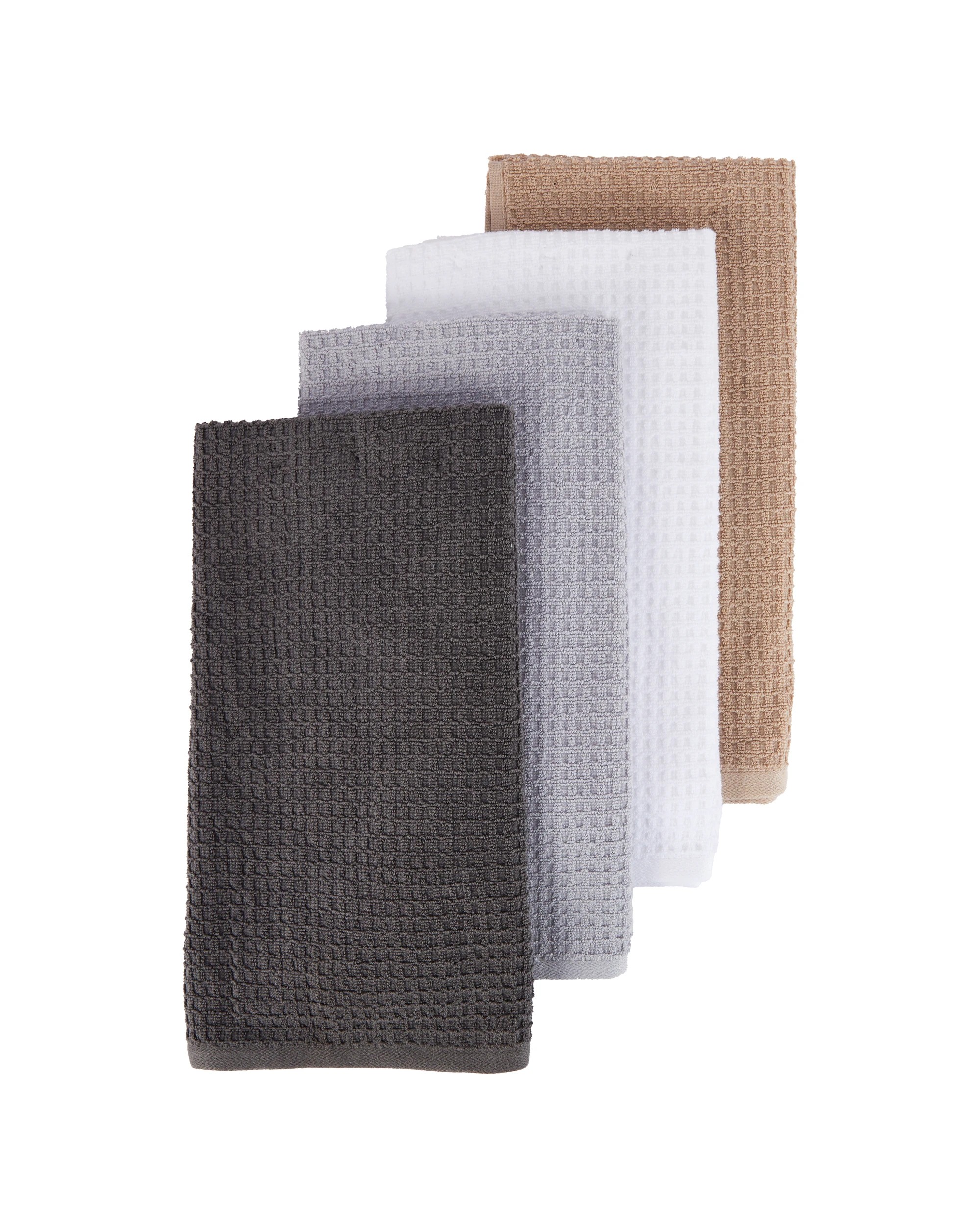 1 4 Pack Grey Waffle Terry Tea Towels - Extra Large, 1 of 7