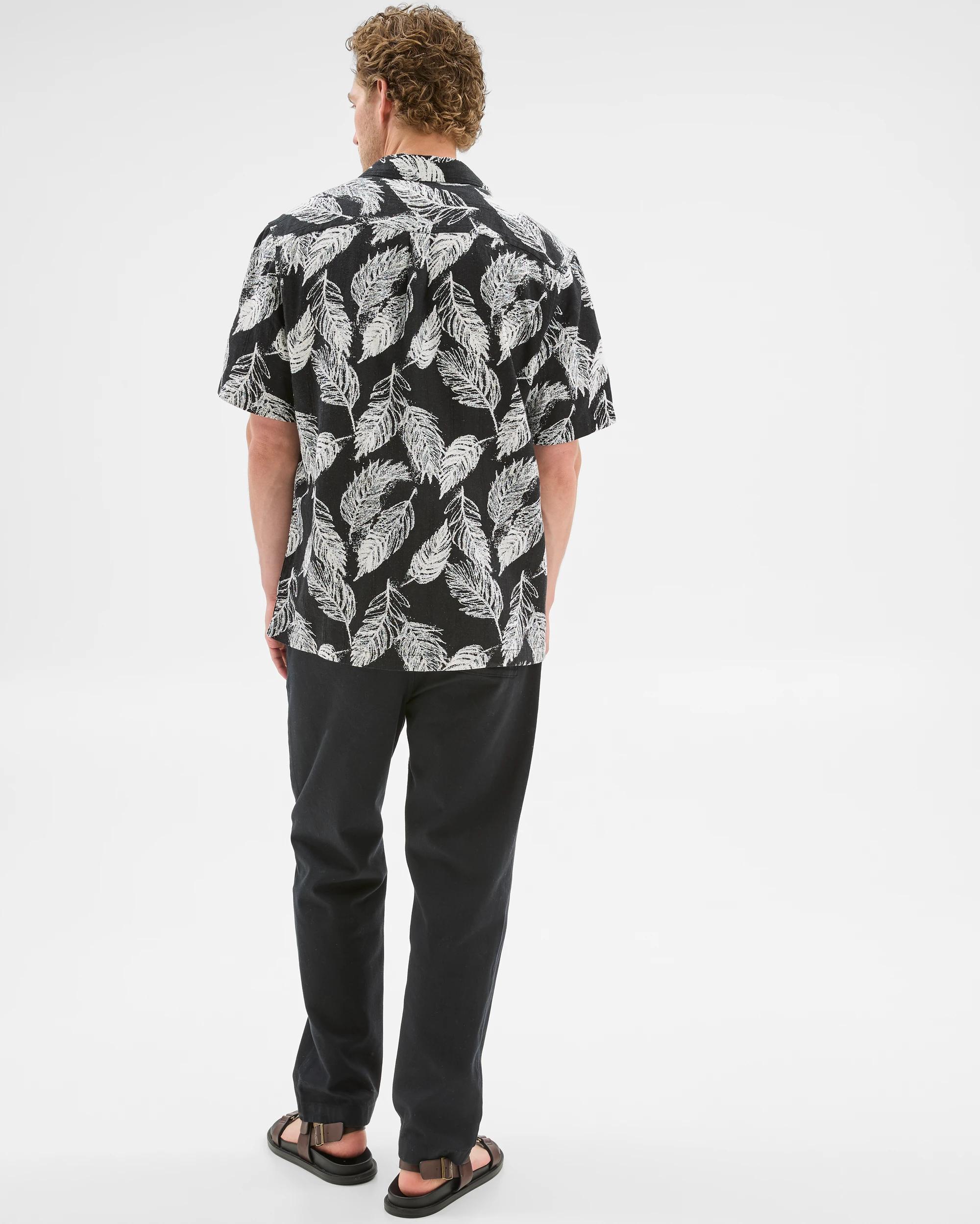 6 Target Linen Blend Short Sleeve Print Shirt BLACK, 6 of 6