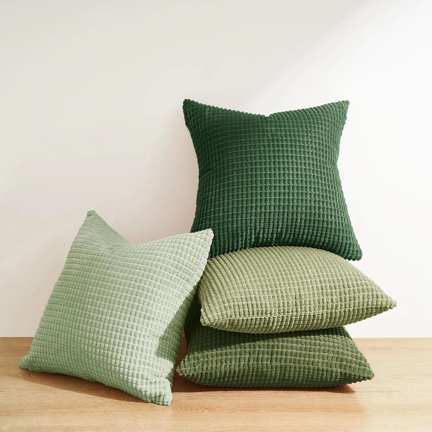 2 Gioia Casa 4-Pack Corduroy Corn Grain Inspired Cushion Covers 45x45cm - Green, 2 of 4